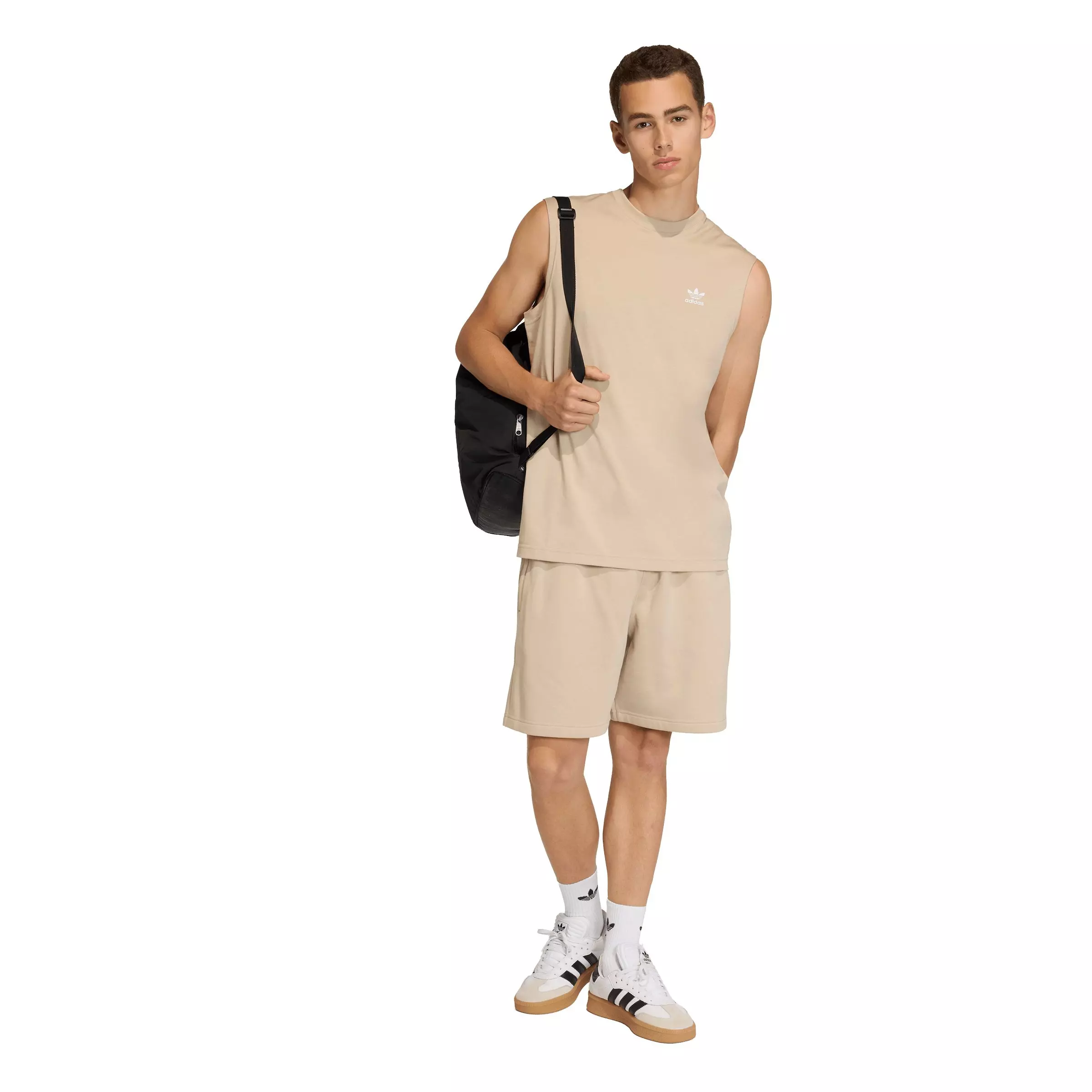 adidas Originals Men's Trefoil Essentials 7" Fleece Shorts - Khaki - KHAKI
