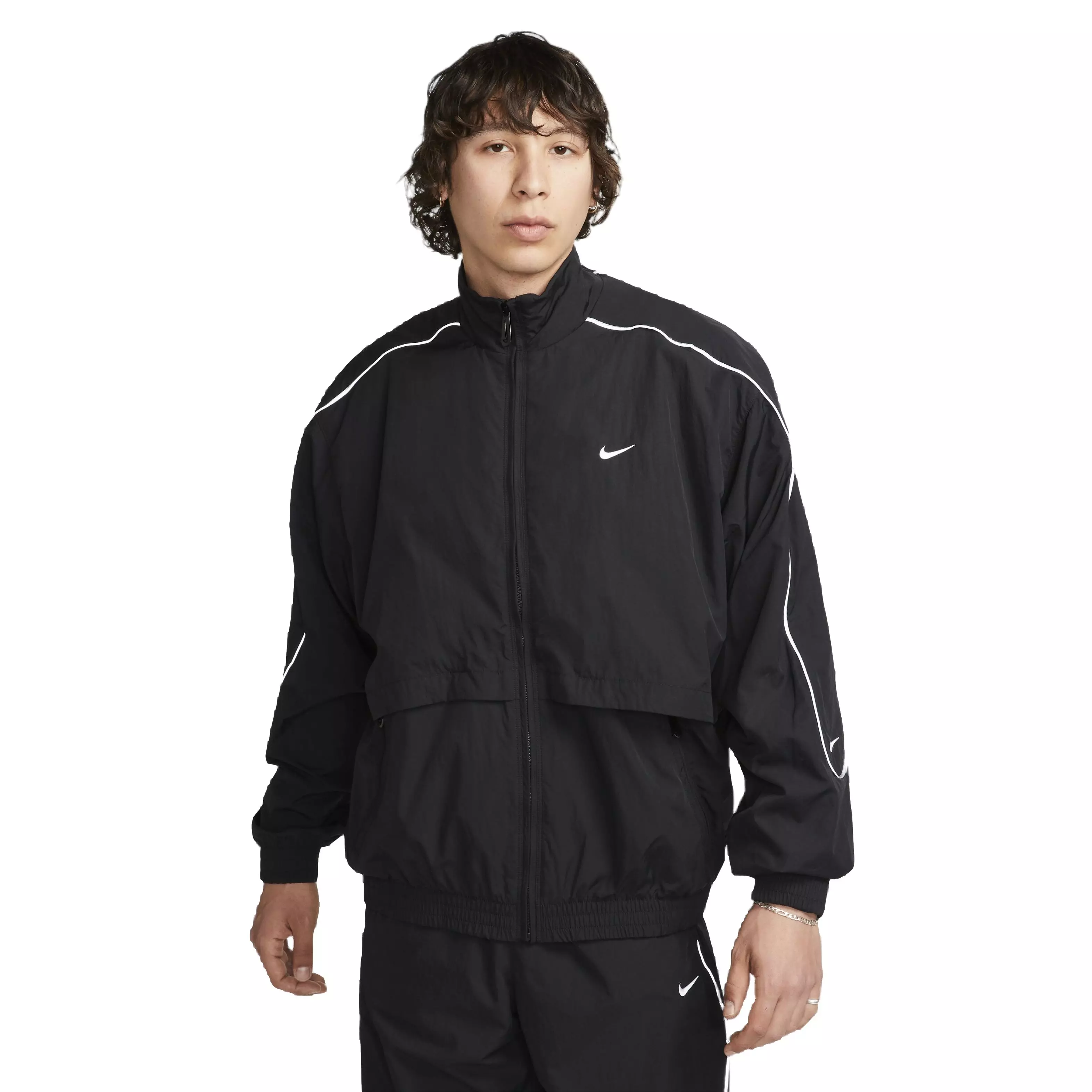 Nike Men's Sportswear Solo Swoosh Woven Track Jacket - BLACK