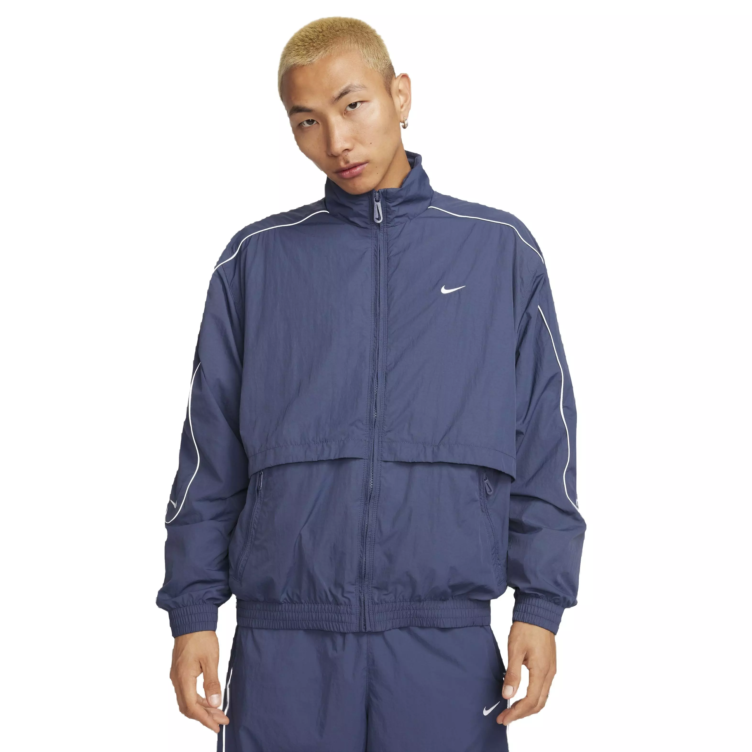 Nike Men's Sportswear Solo Swoosh Woven Track Jacket - BLUE