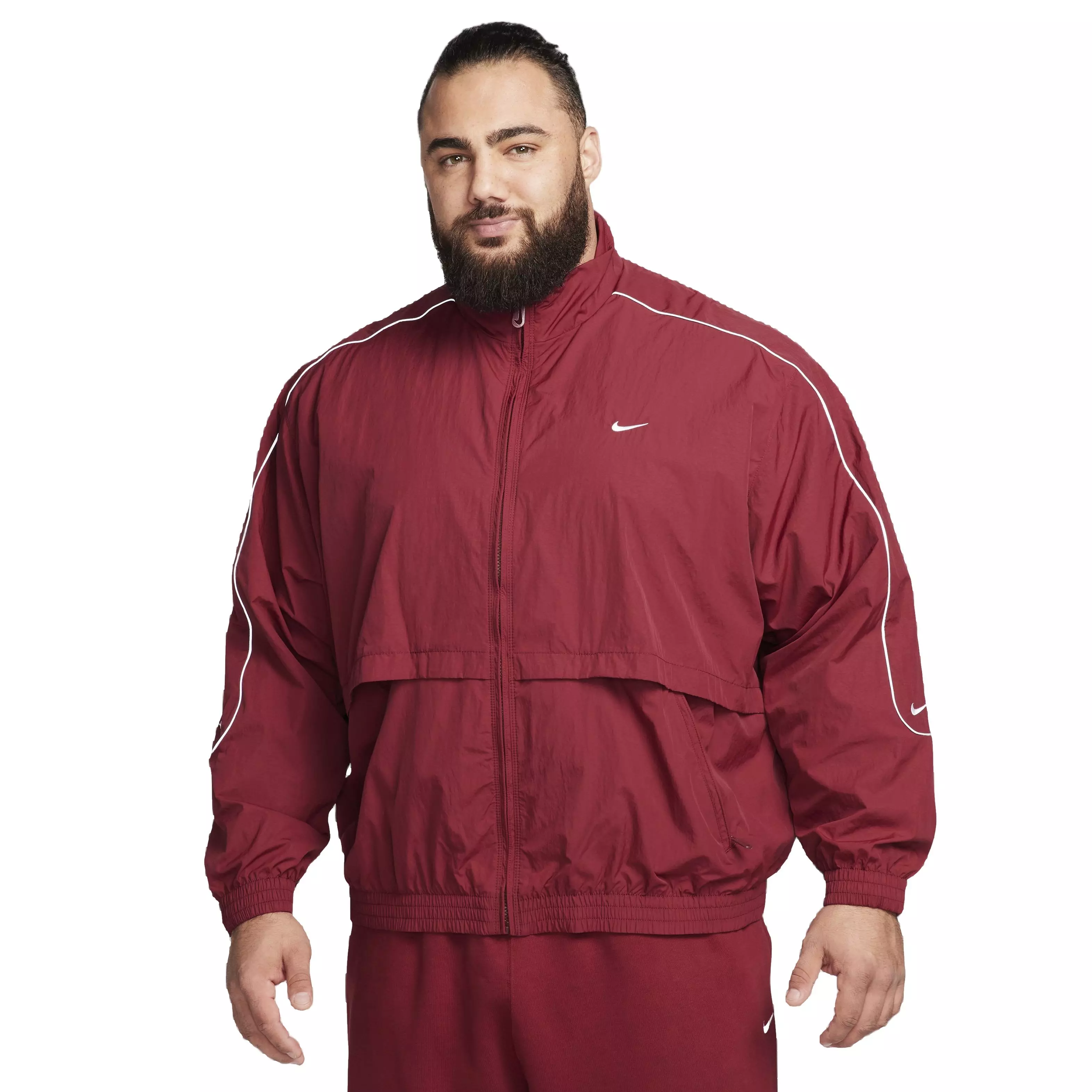 Nike Men's Sportswear Solo Swoosh Woven Track Jacket - RED
