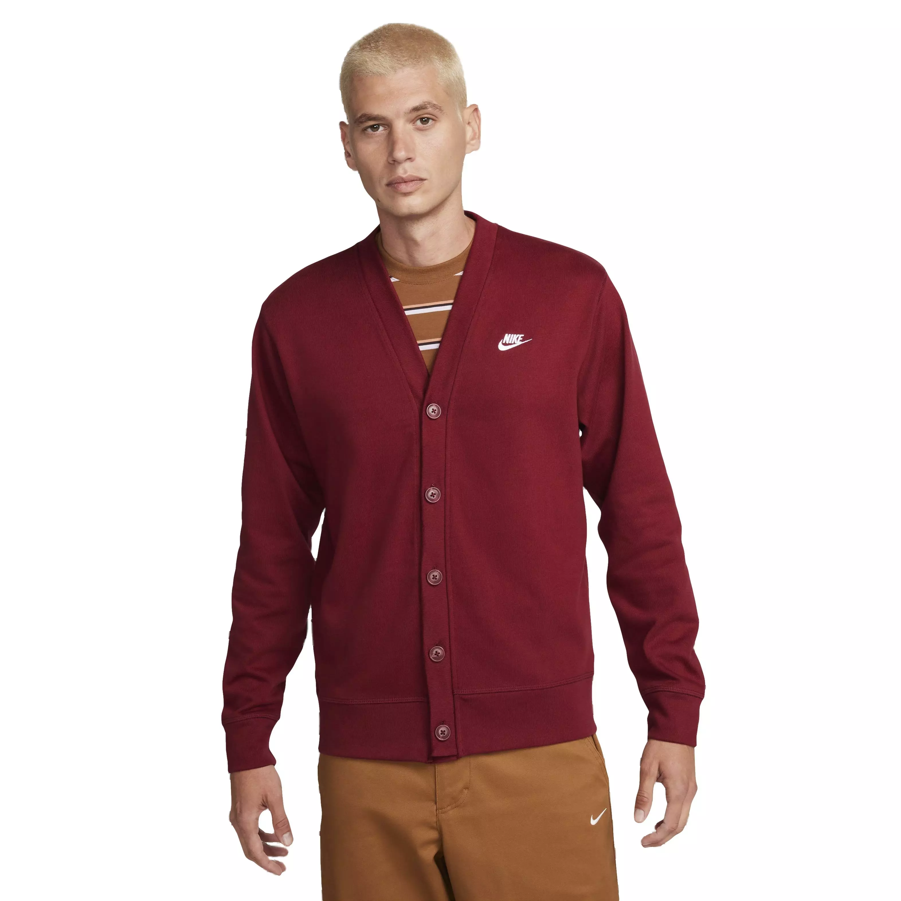 Nike Men's Club Knit Fairway Cardigan - Red - RED