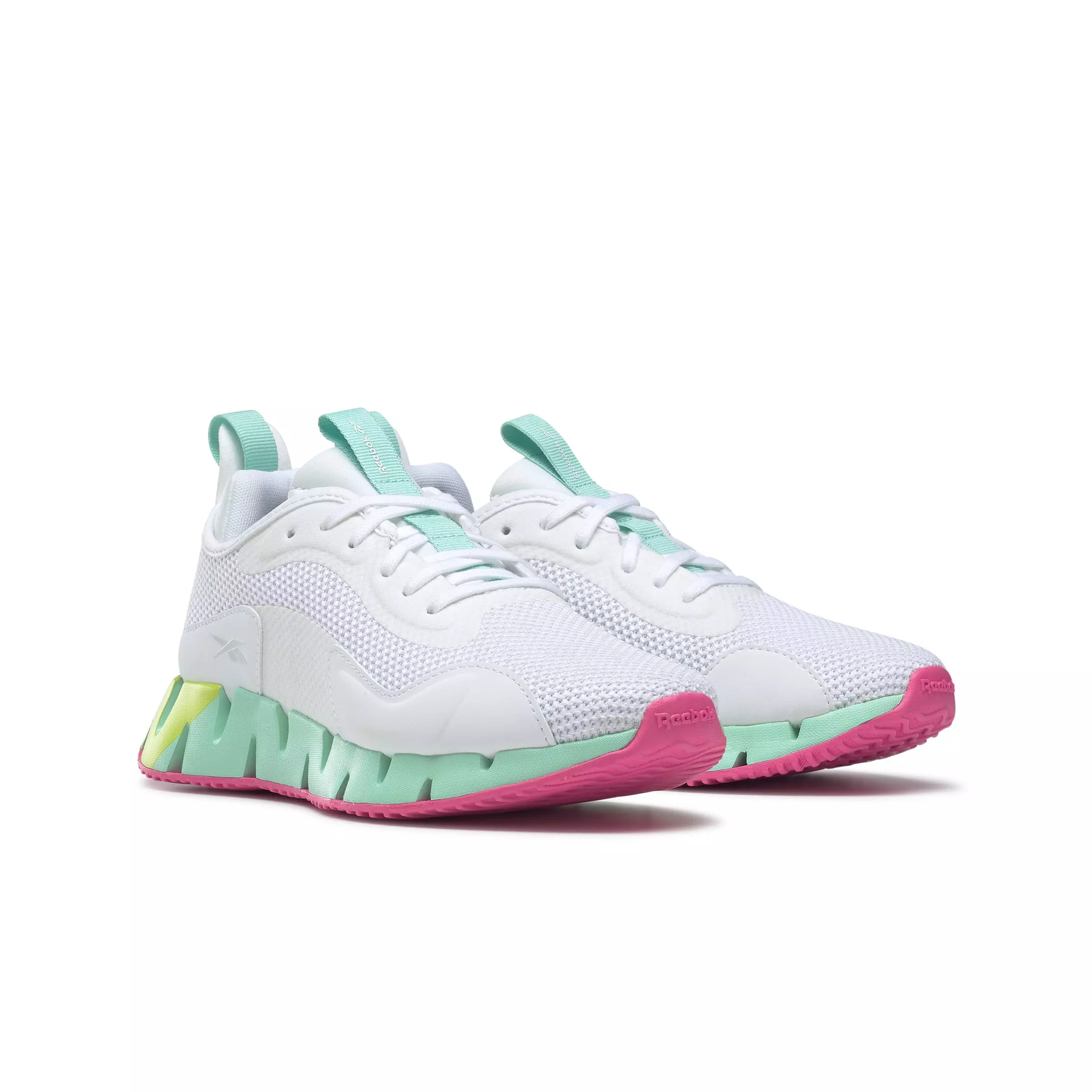 Reebok Zig Dynamica "Ftwr White/Hin Mint/Acid Yellow" Women's Running Shoe - WHITE/MINT