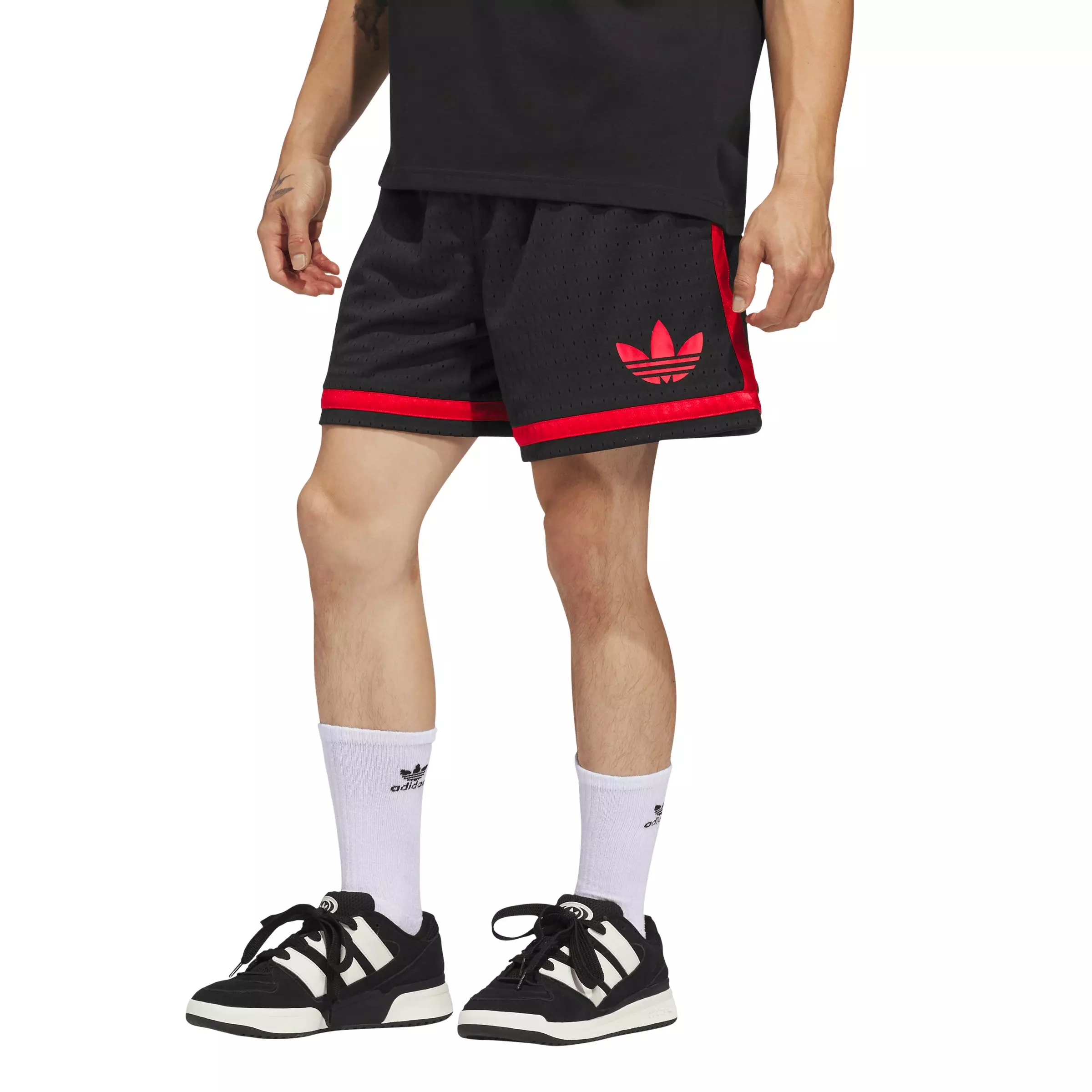 adidas Originals Men's Basketball Shorts - Black/Red - BLACK/RED