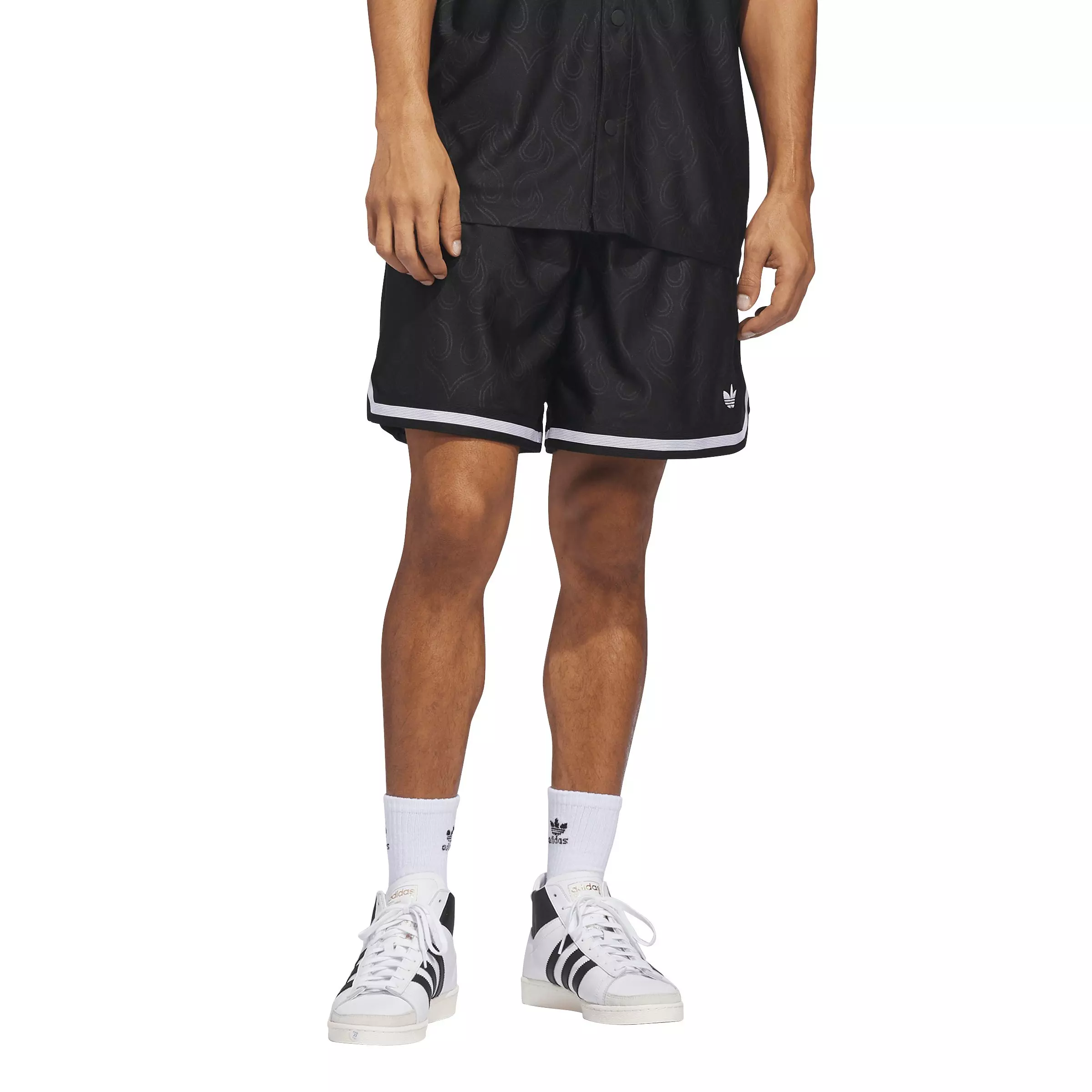 adidas Originals Men's Basketball Flame Shorts - Black - BLACK
