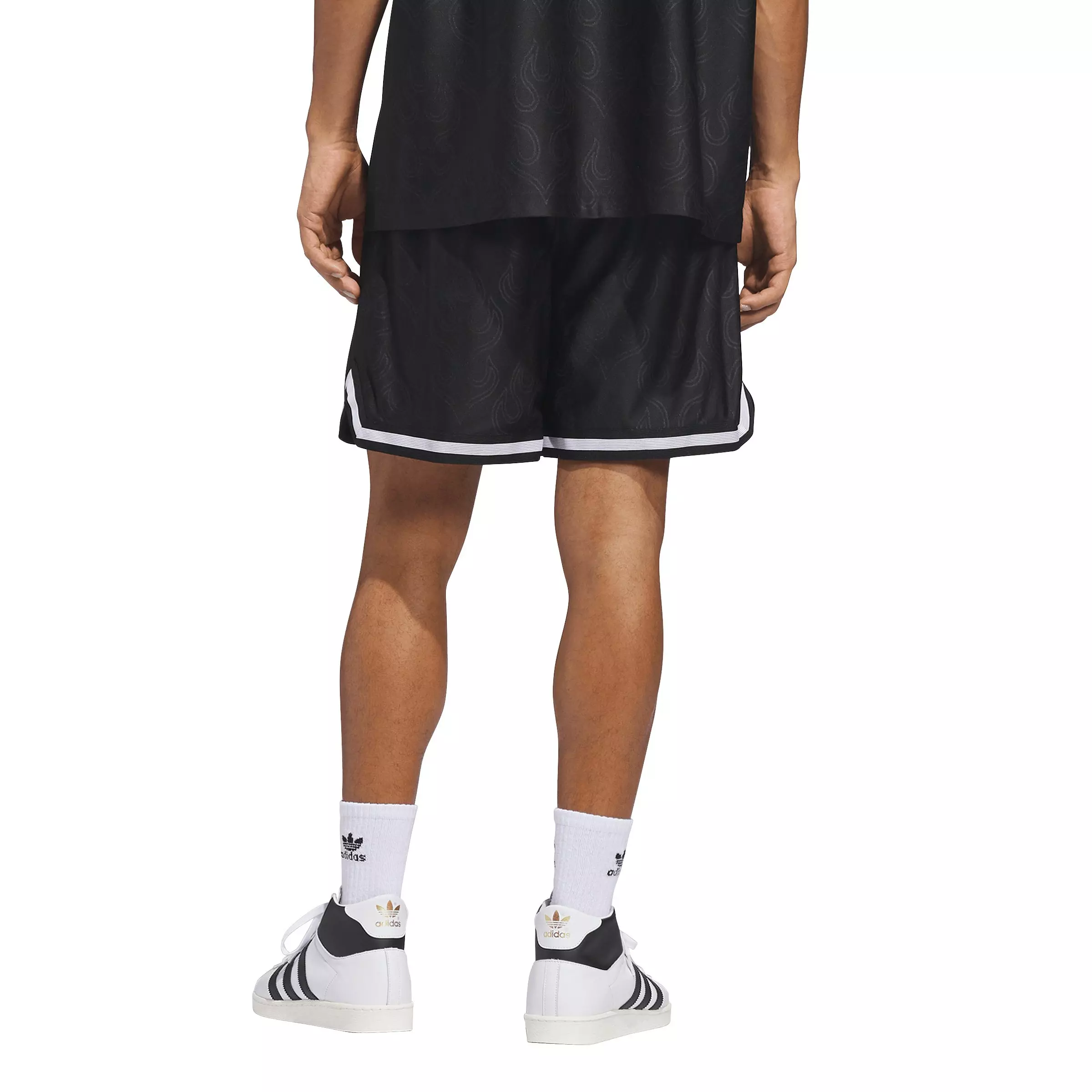 adidas Originals Men's Basketball Flame Shorts - Black - BLACK