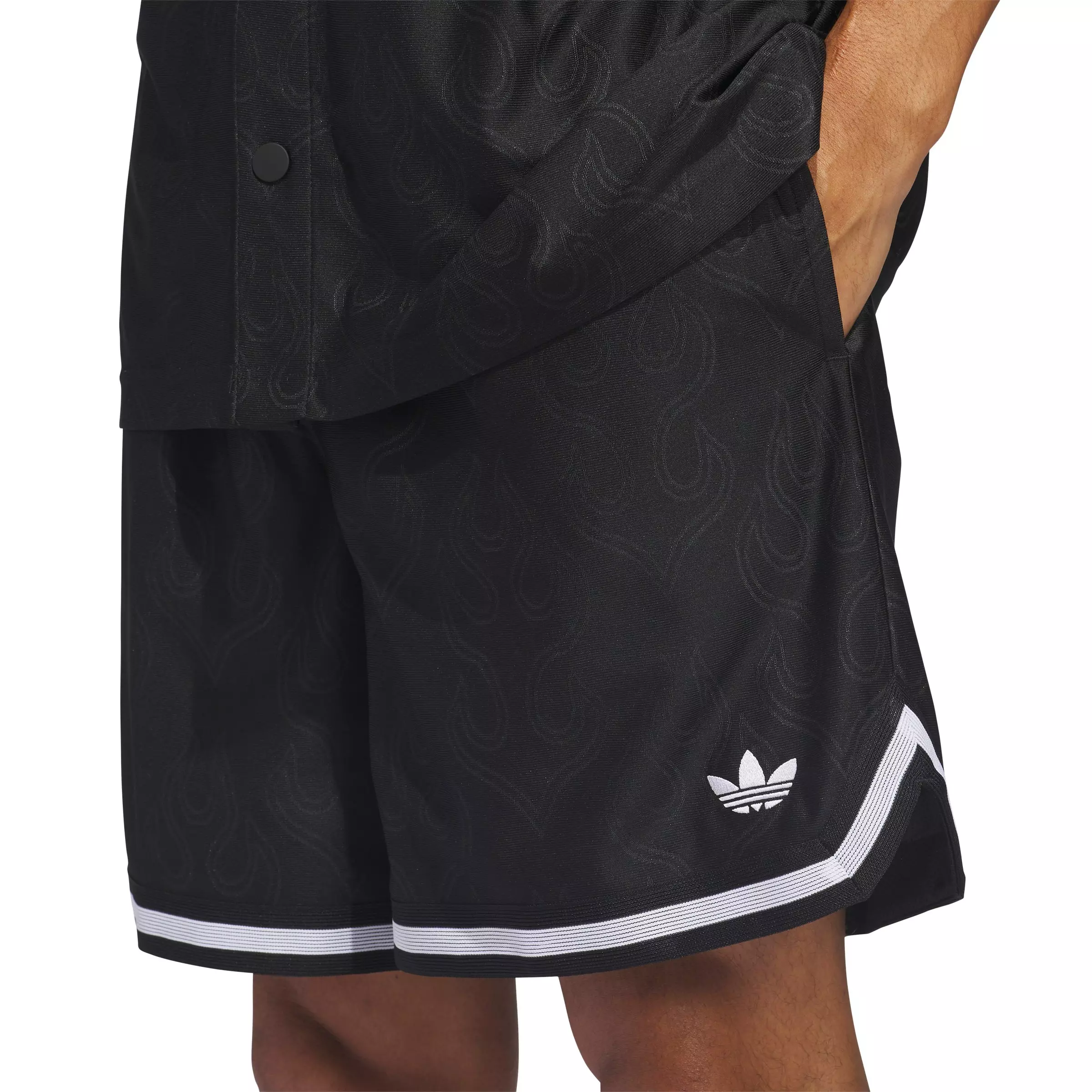 adidas Originals Men's Basketball Flame Shorts - Black - BLACK
