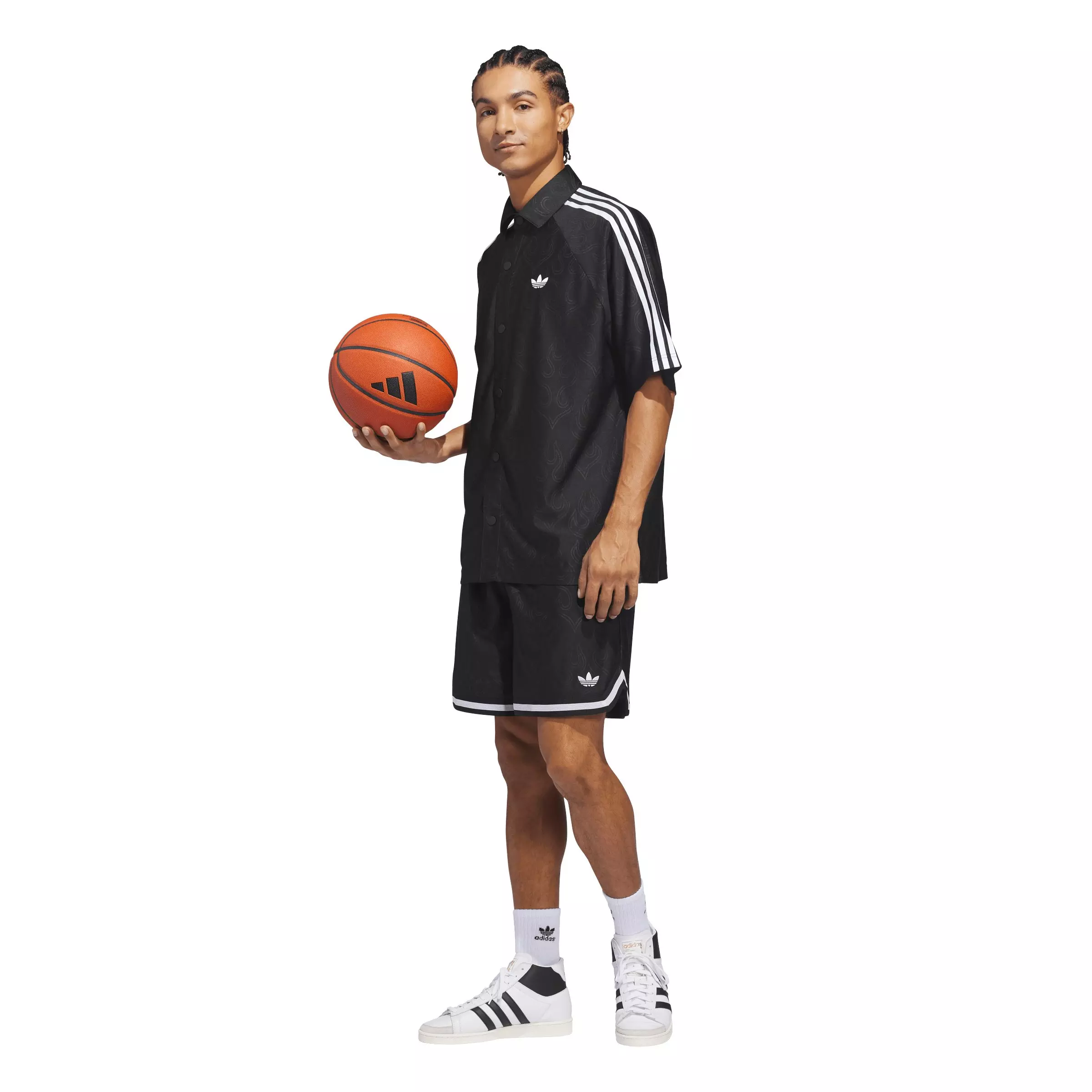adidas Originals Men's Basketball Flame Shorts - Black - BLACK