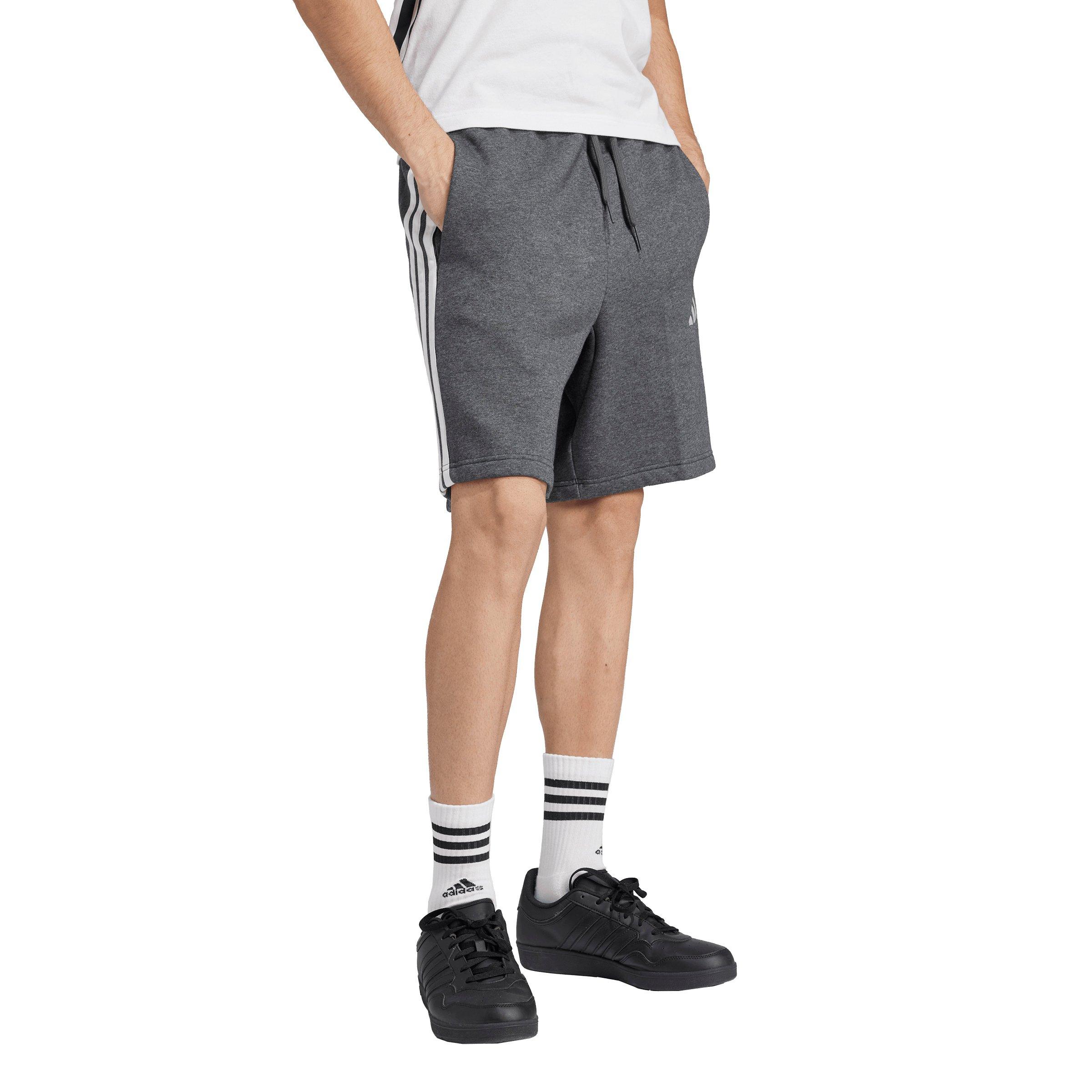 adidas Men's Essentials 3-Stripes Fleece Shorts - Grey/Black - GREY/BLACK Thumbnail View 5