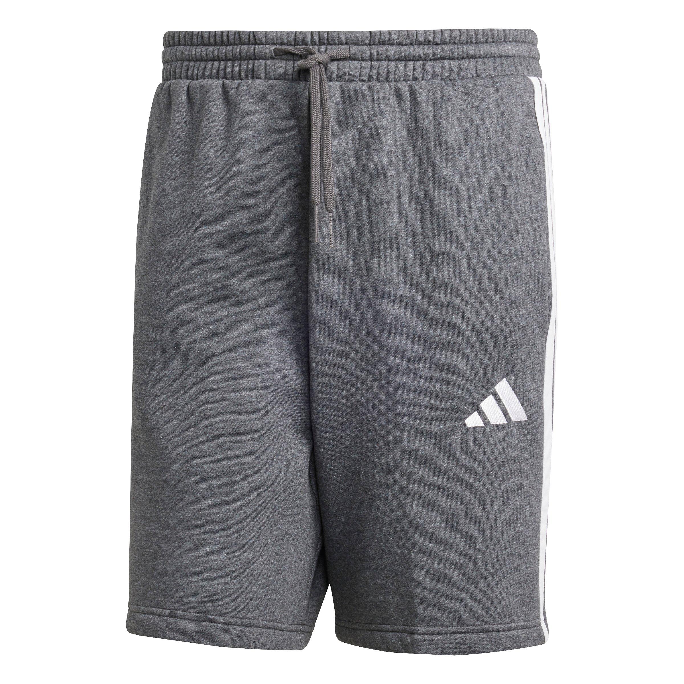 adidas Men's Essentials 3-Stripes Fleece Shorts - Grey/Black - GREY/BLACK Thumbnail View 6