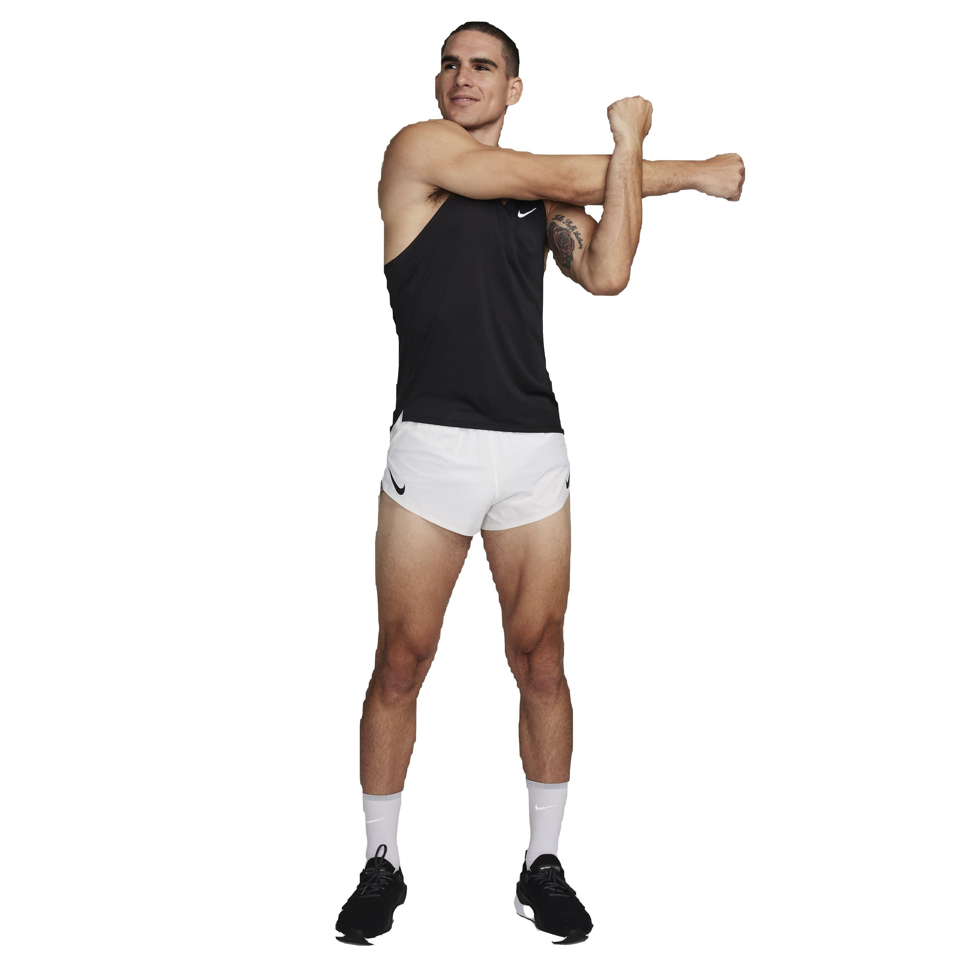 Nike Men's AeroSwift Dri-FIT ADV 2" Brief-Lined Running Shorts - WHITE Thumbnail View 7