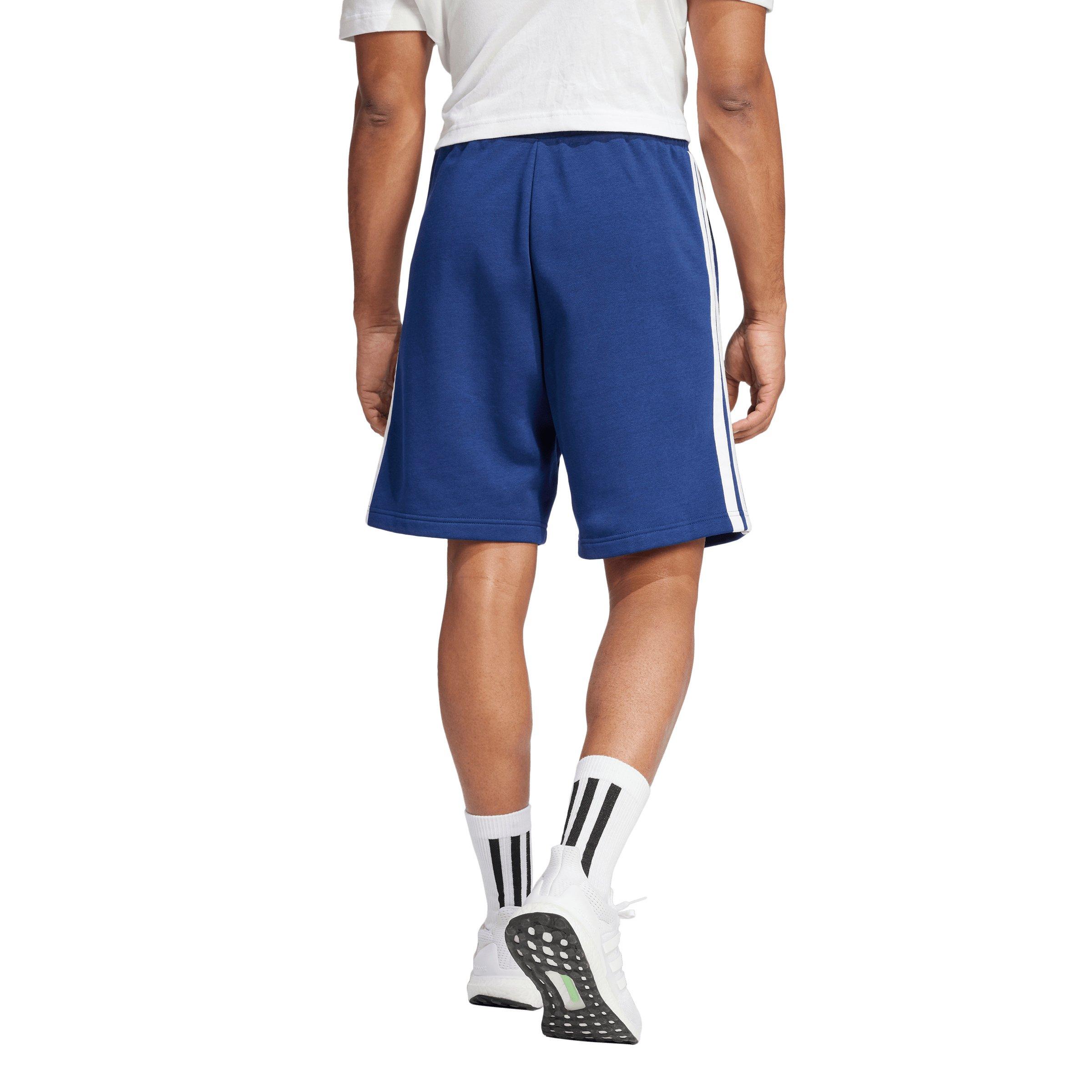 adidas Men's Essentials 3-Stripes Fleece Shorts - Blue/White - BLUE/WHITE Thumbnail View 2