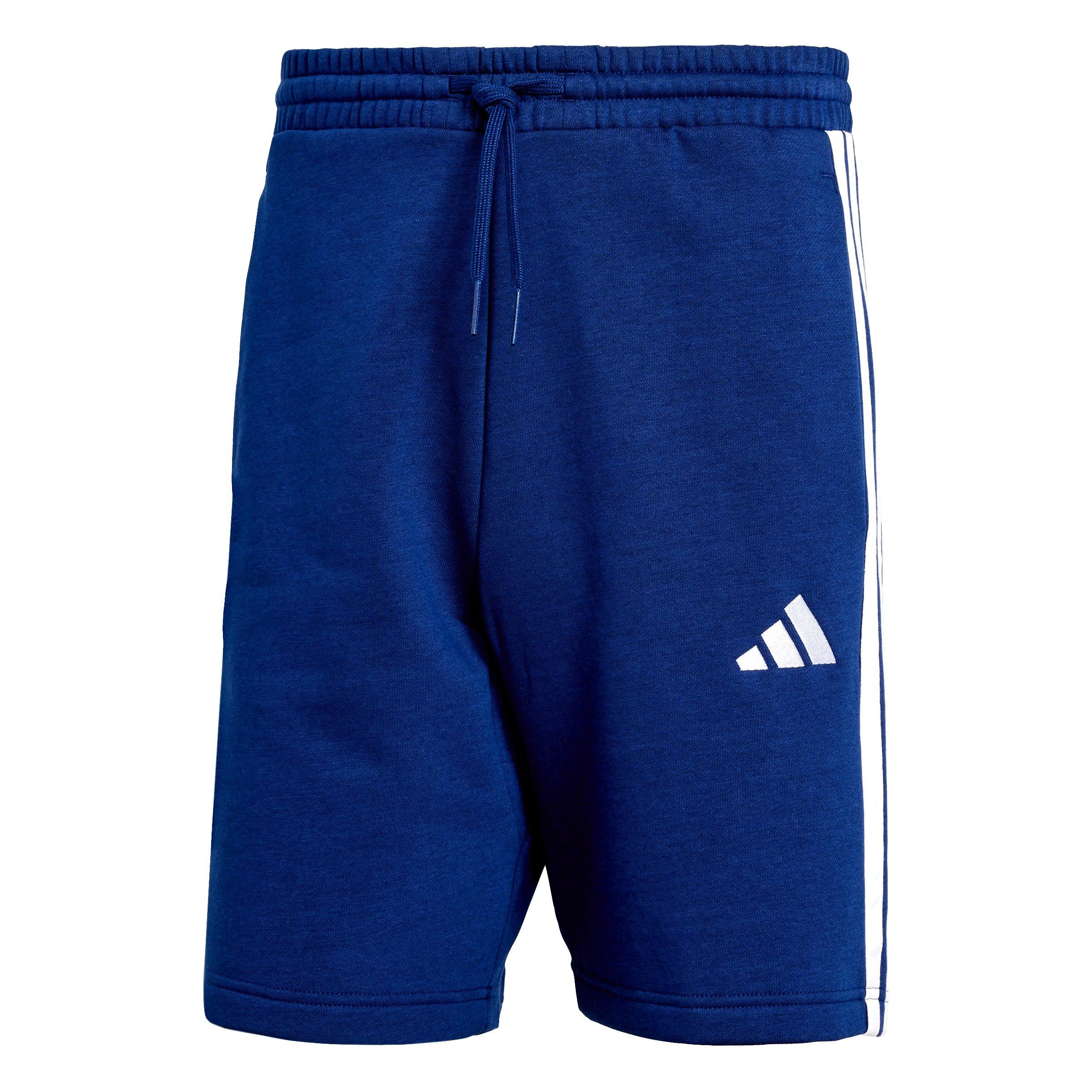 adidas Men's Essentials 3-Stripes Fleece Shorts - Blue/White - BLUE/WHITE Thumbnail View 6