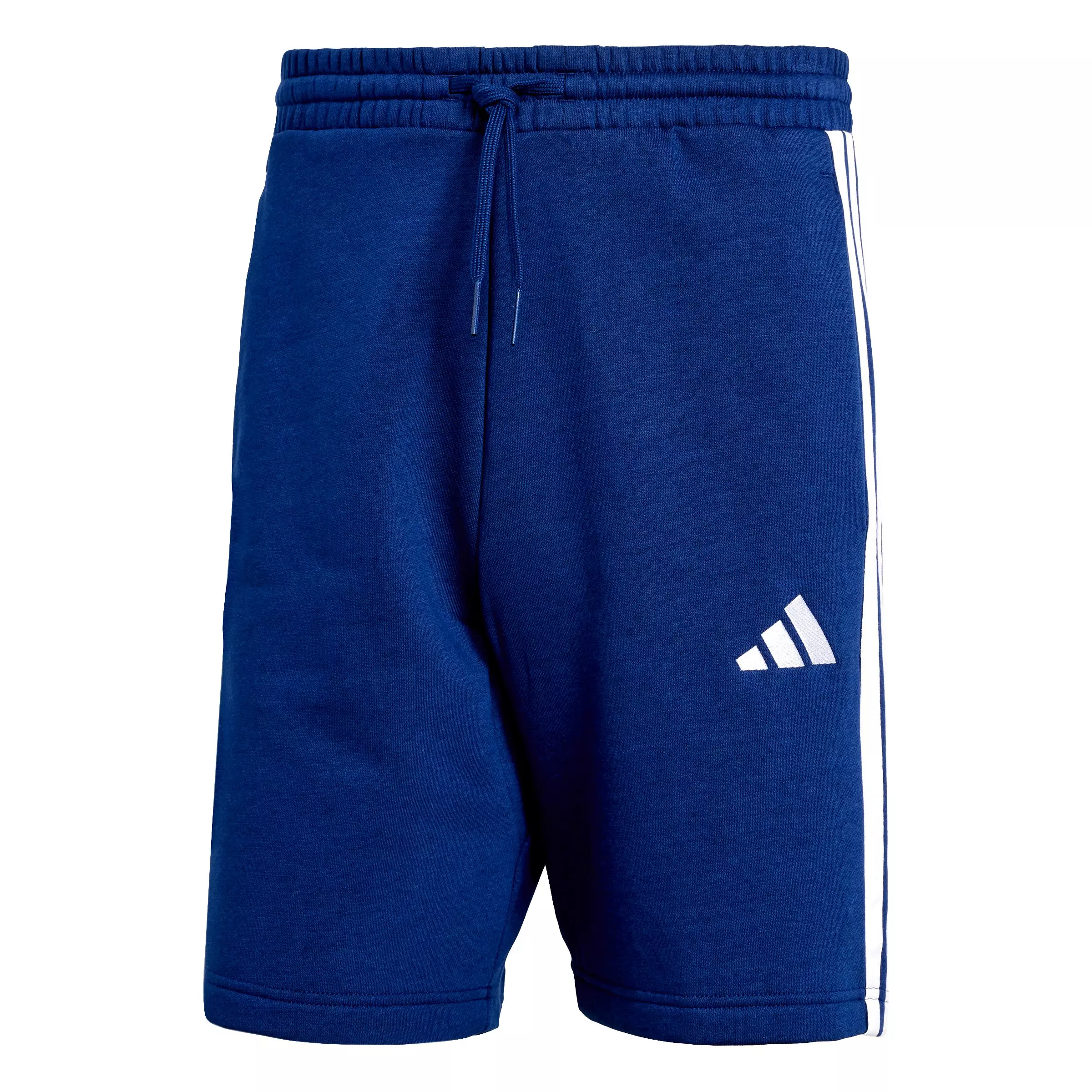 adidas Men's Essentials 3-Stripes Fleece Shorts - Blue/White - BLUE/WHITE