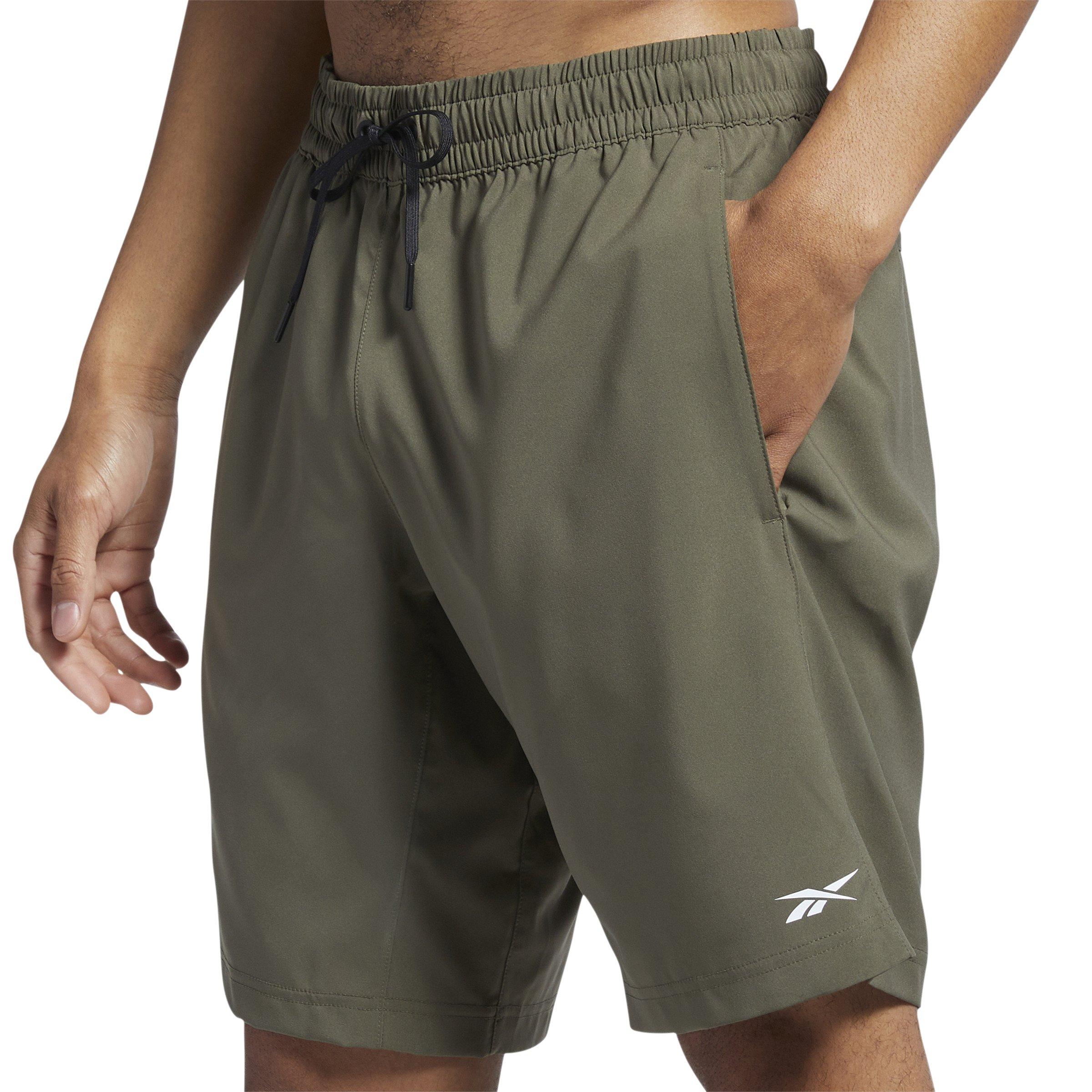 Reebok Men's Workout Ready Woven Shorts-Dk Green - DK GREEN Thumbnail View 3