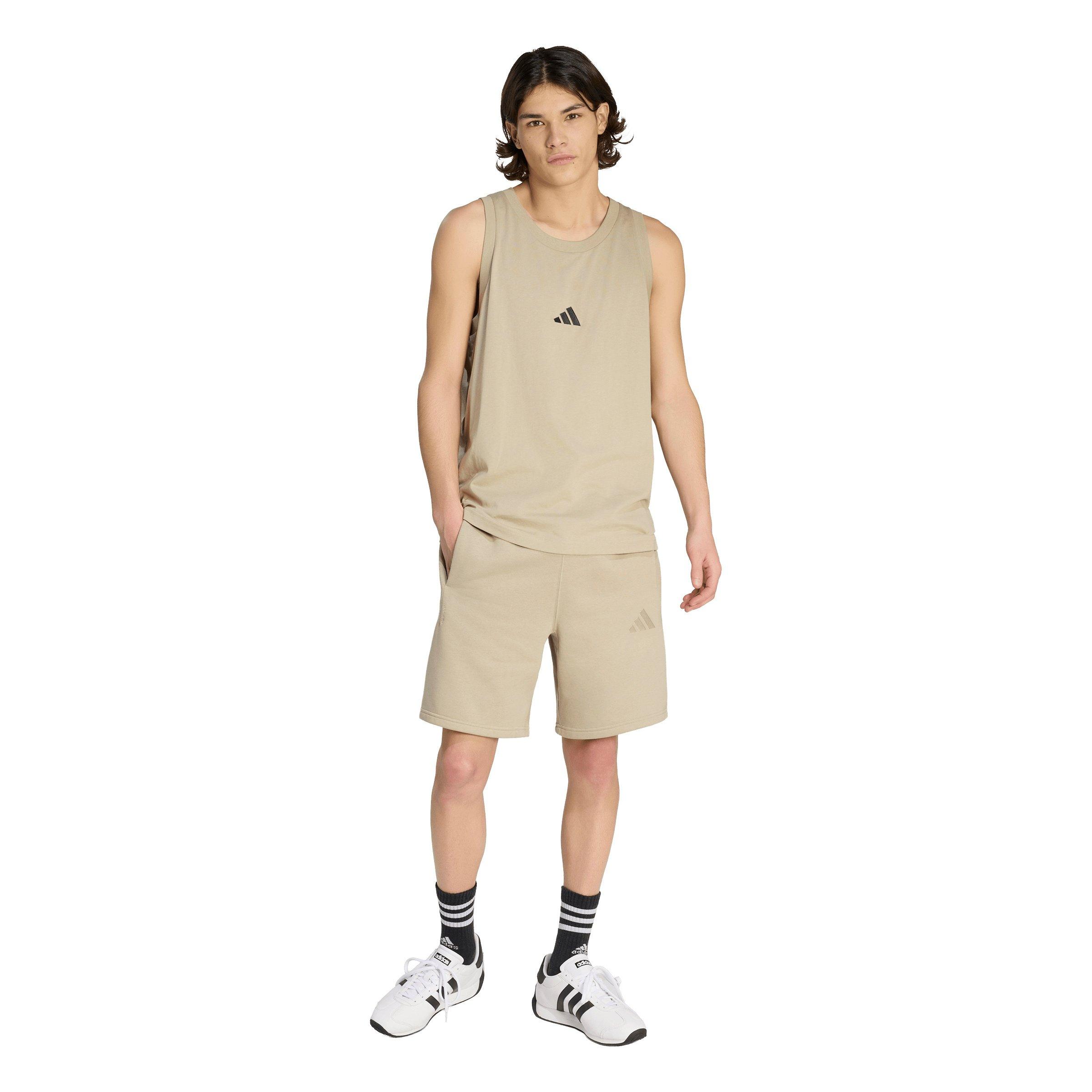 adidas Men's ALL SZN Fleece Shorts - Khaki - KHAKI Thumbnail View 5