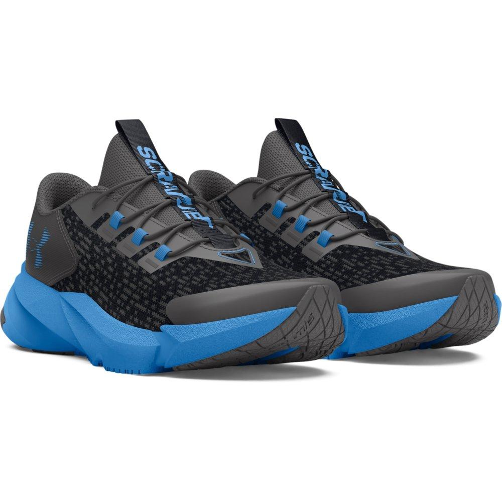 Under Armour Scramjet 5 AL "Black/Castlerock/Viral Blue" Preschool Boys' Running Shoe - BLACK/GREY/BLUE Thumbnail View 4