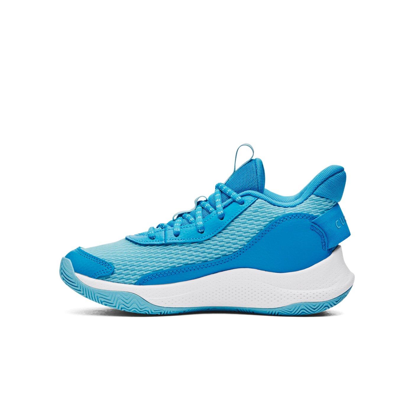 Under Armour Curry 3Z7 "Capri/Sky Blue/High Vis Yellow" Grade School Boys' Basketball Shoe - CAPRI/BLUE/YELLOW Thumbnail View 2