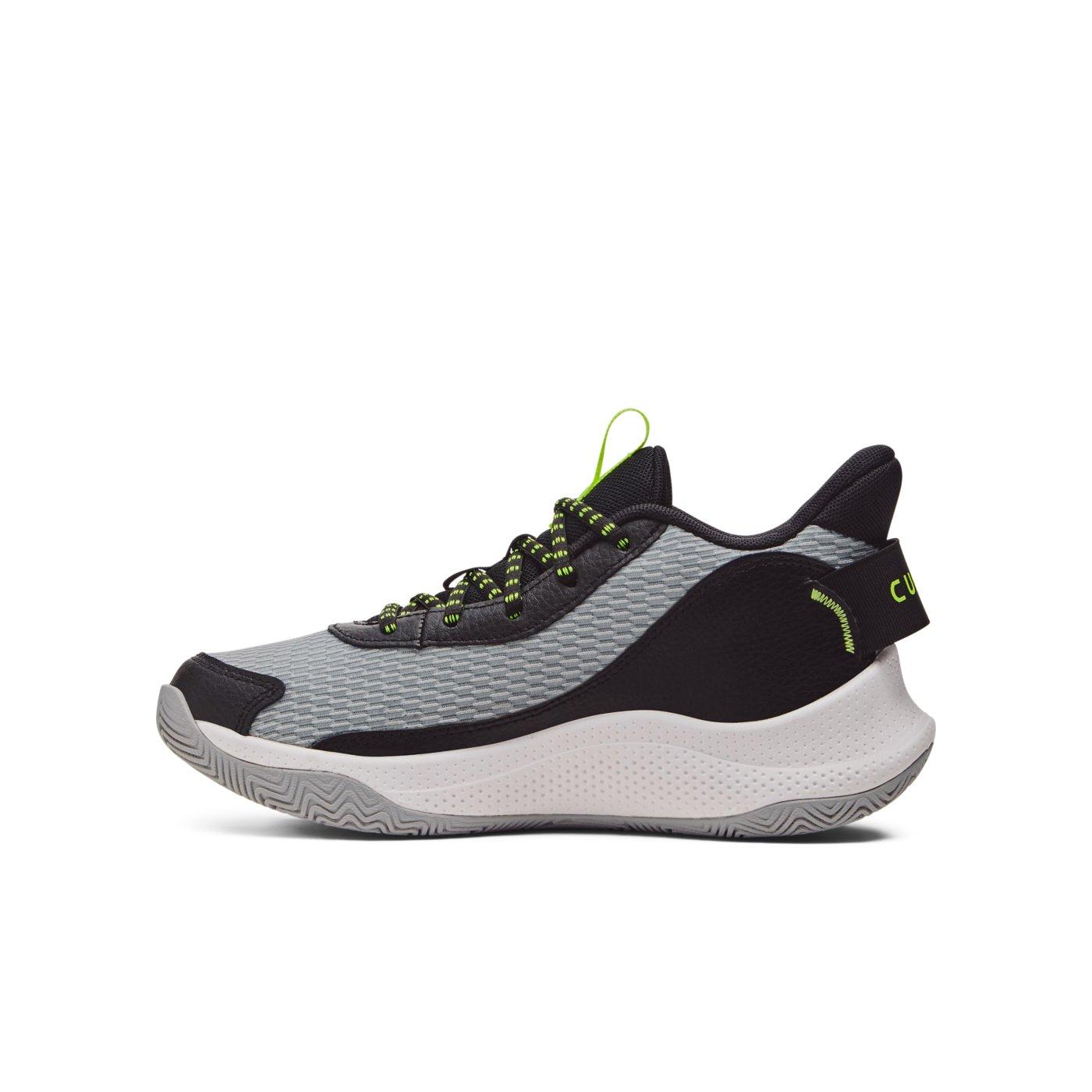 Under Armour Curry 3Z7 "Mod Gray/Black/High Yellow" Grade School Boys' Basketball Shoe - GREY/BLACK/YELLOW Thumbnail View 2