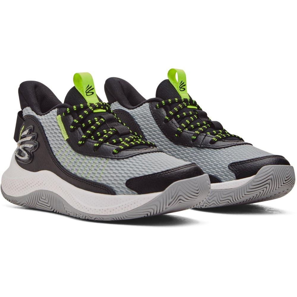 Under Armour Curry 3Z7 "Mod Gray/Black/High Yellow" Grade School Boys' Basketball Shoe - GREY/BLACK/YELLOW Thumbnail View 4