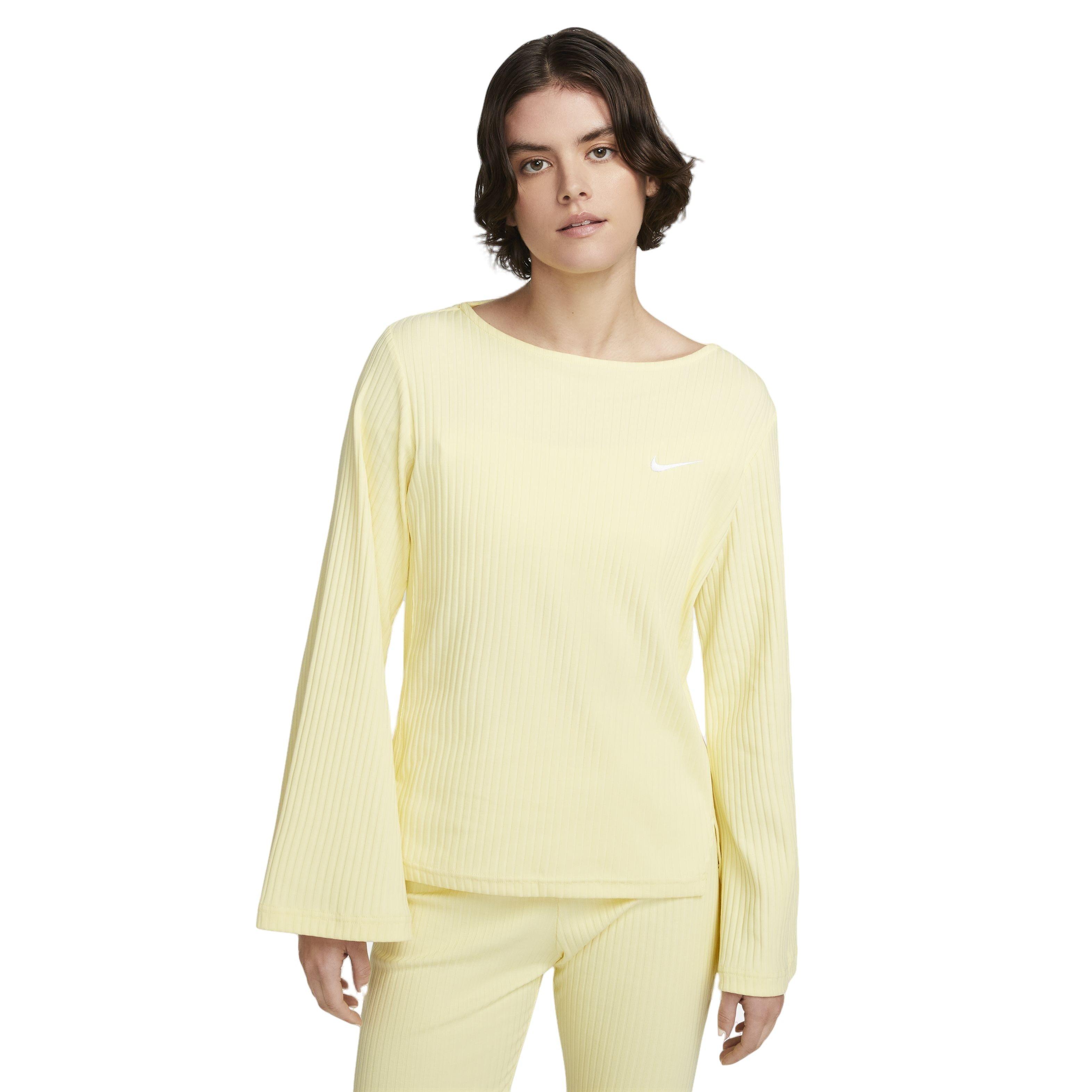 Nike Women's Sportswear Ribbed Jersey Long-Sleeve Top - YELLOW Thumbnail View 1
