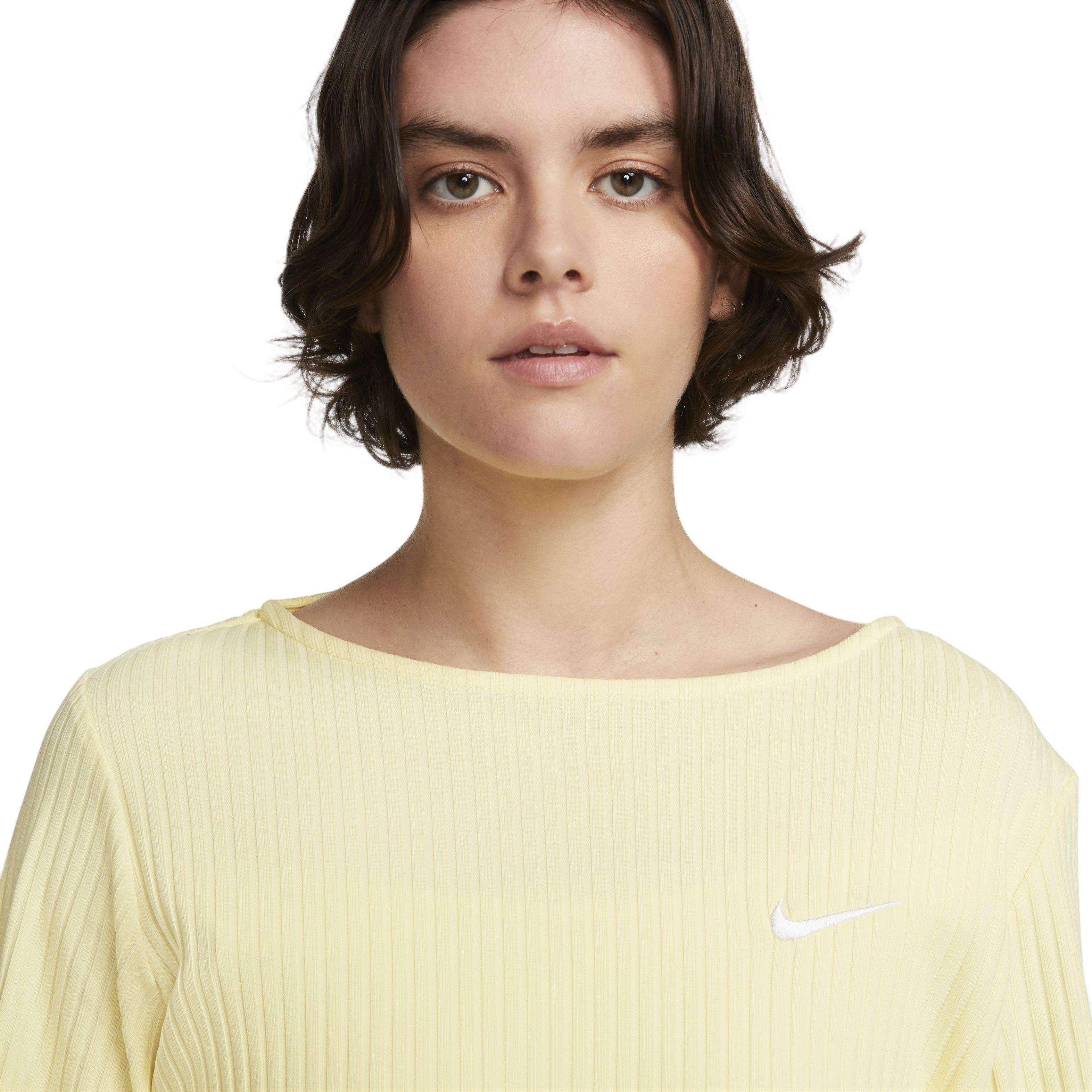 Nike Women's Sportswear Ribbed Jersey Long-Sleeve Top - YELLOW Thumbnail View 3