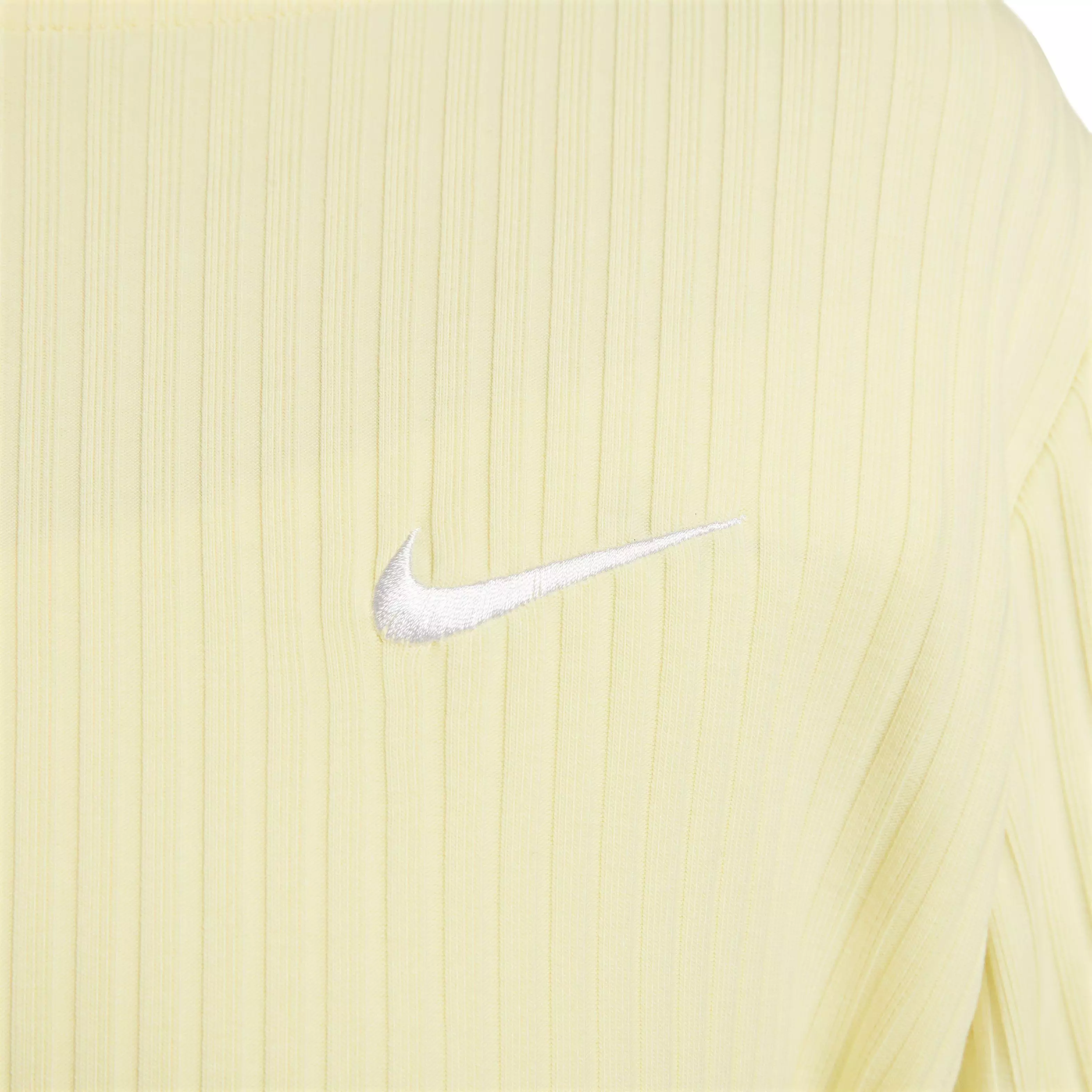 Nike Women's Sportswear Ribbed Jersey Long-Sleeve Top - YELLOW