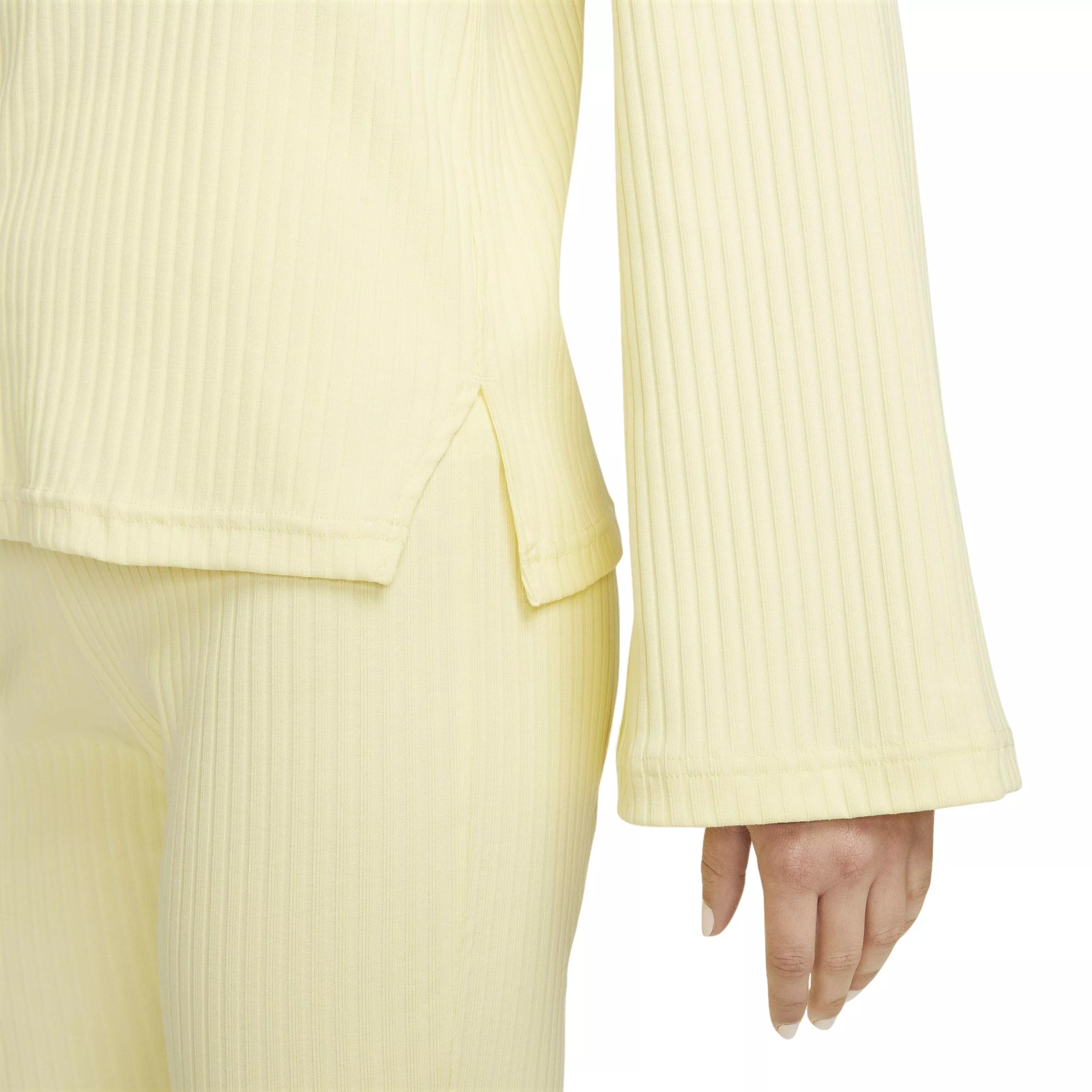 Nike Women's Sportswear Ribbed Jersey Long-Sleeve Top - YELLOW