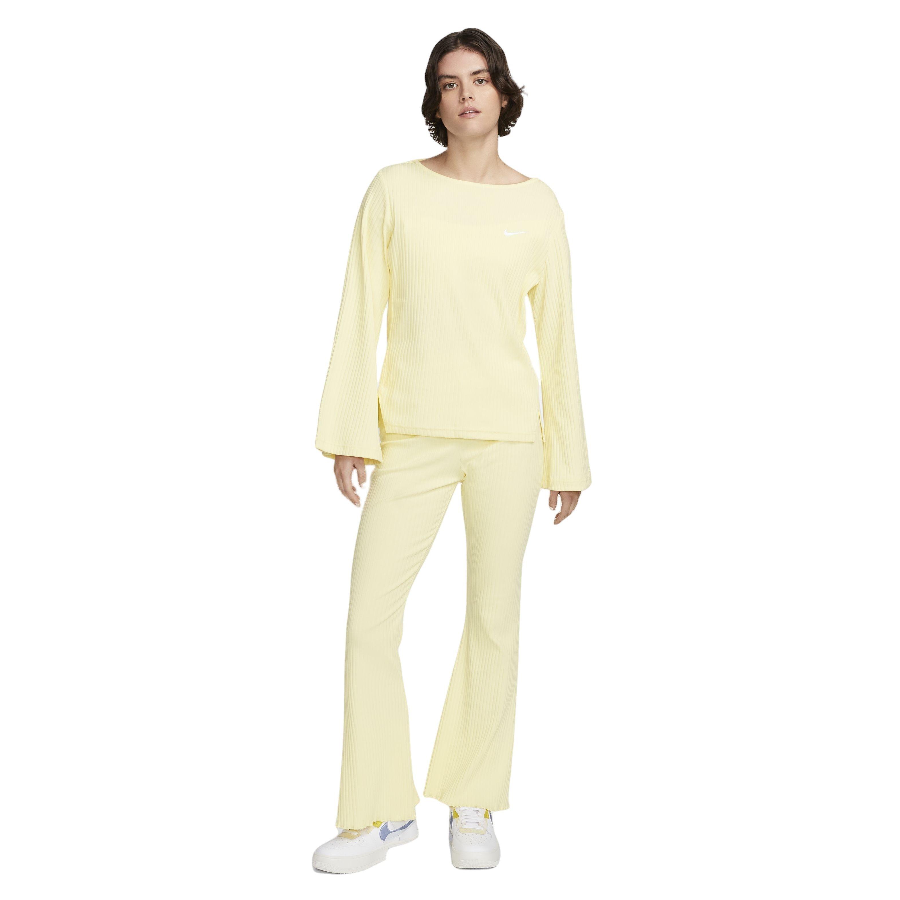 Nike Women's Sportswear Ribbed Jersey Long-Sleeve Top - YELLOW Thumbnail View 6