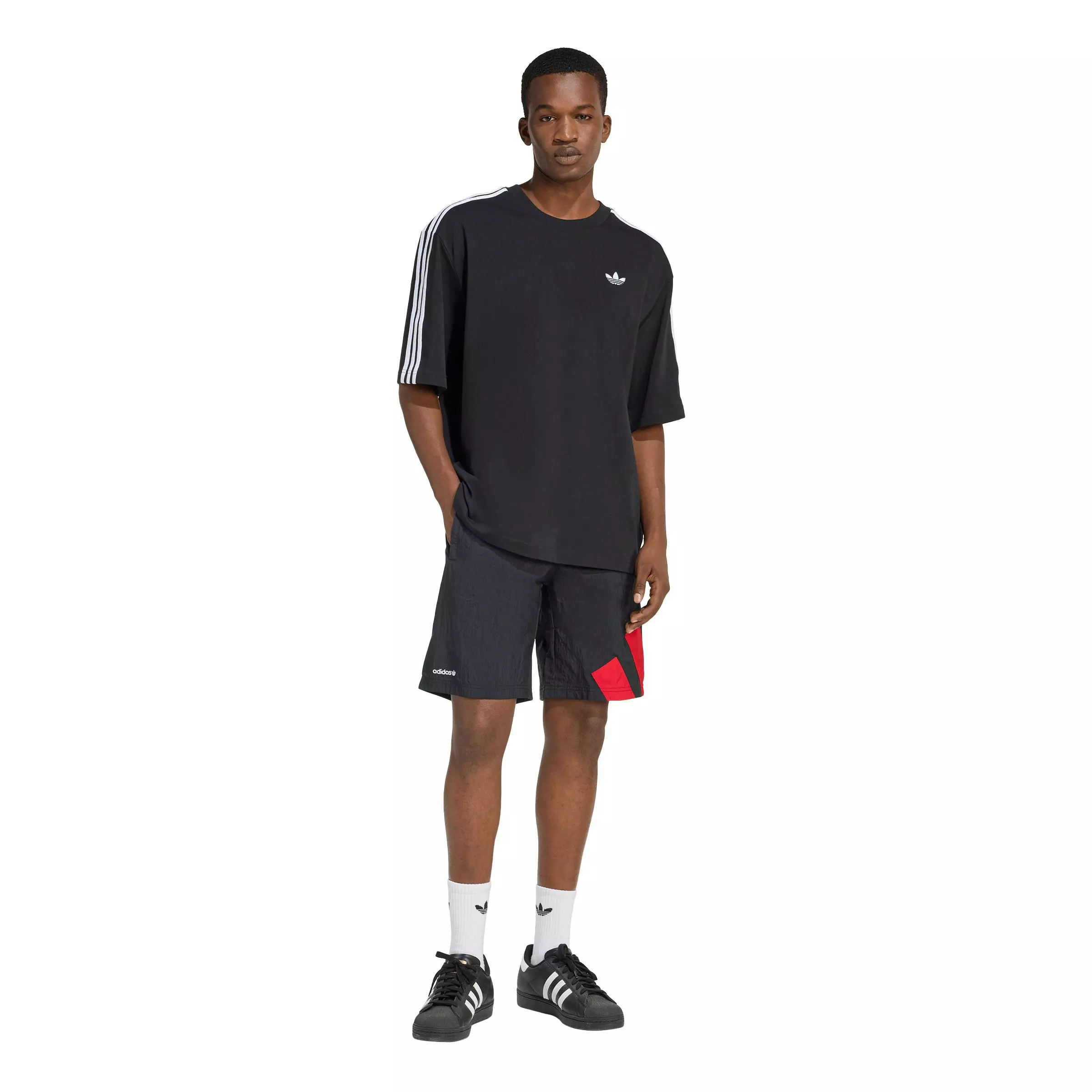 adidas Originals Men's Adicolor Blocked Shorts - Black/Red - BLACK/RED