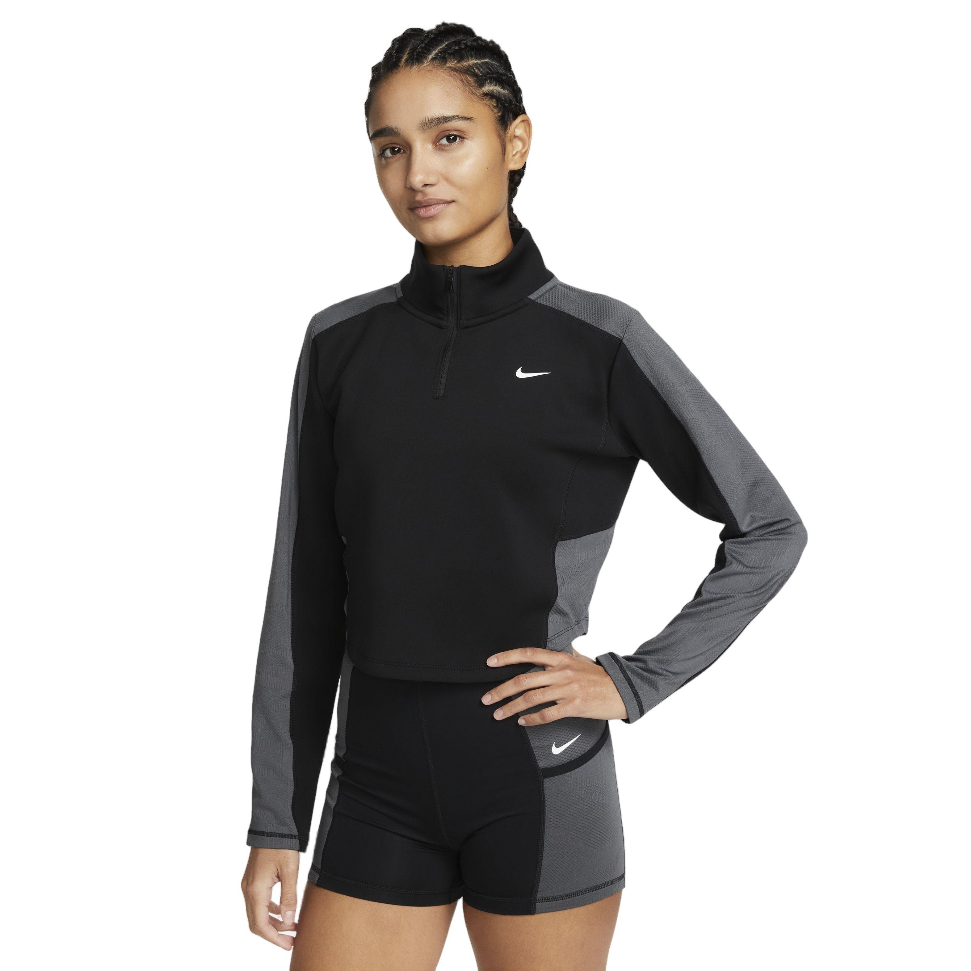 Nike Women's Dri-FIT 1/4-Zip Long-Sleeve Femme Training Top - BLACK/GREY Thumbnail View 1