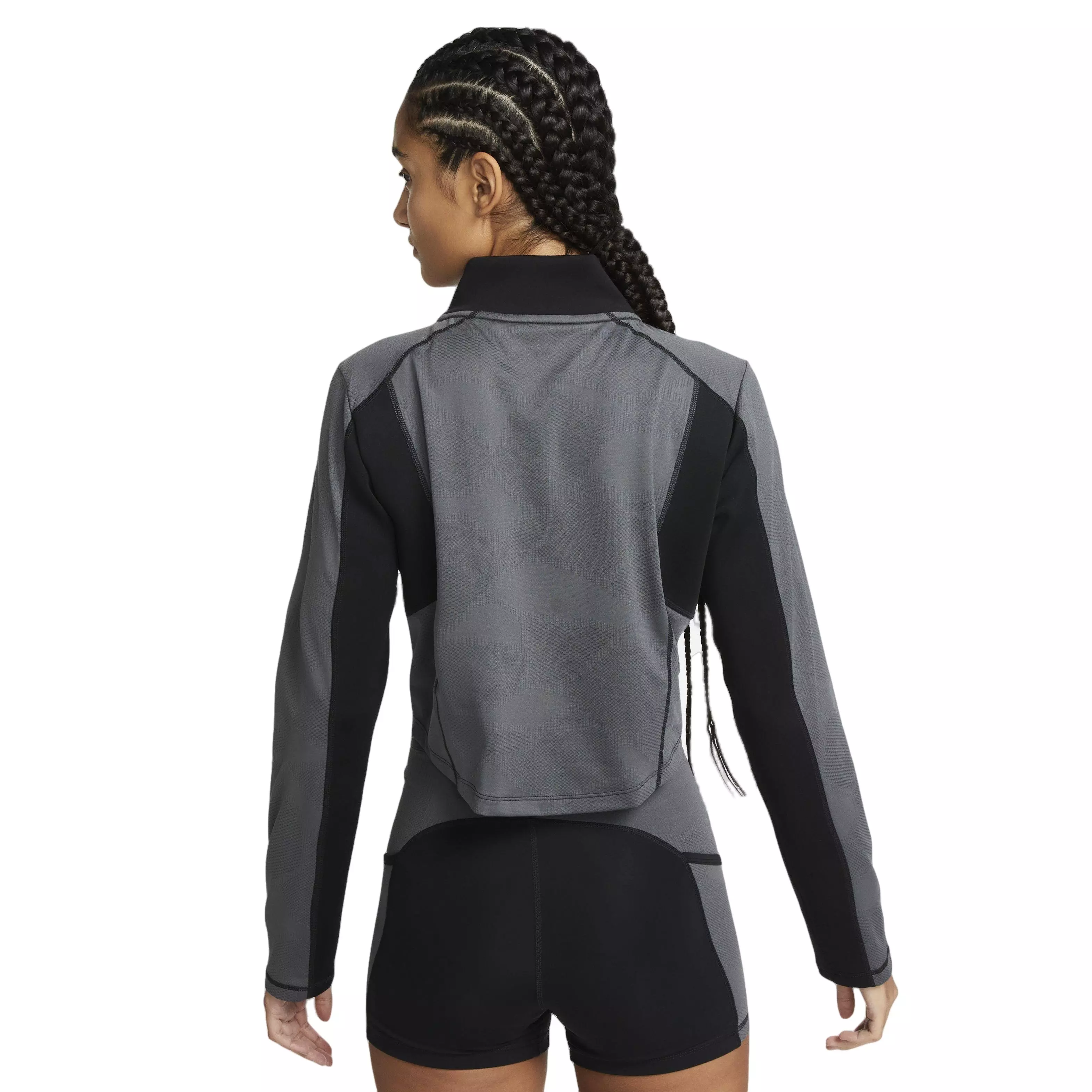 Nike Women's Dri-FIT 1/4-Zip Long-Sleeve Femme Training Top - BLACK/GREY