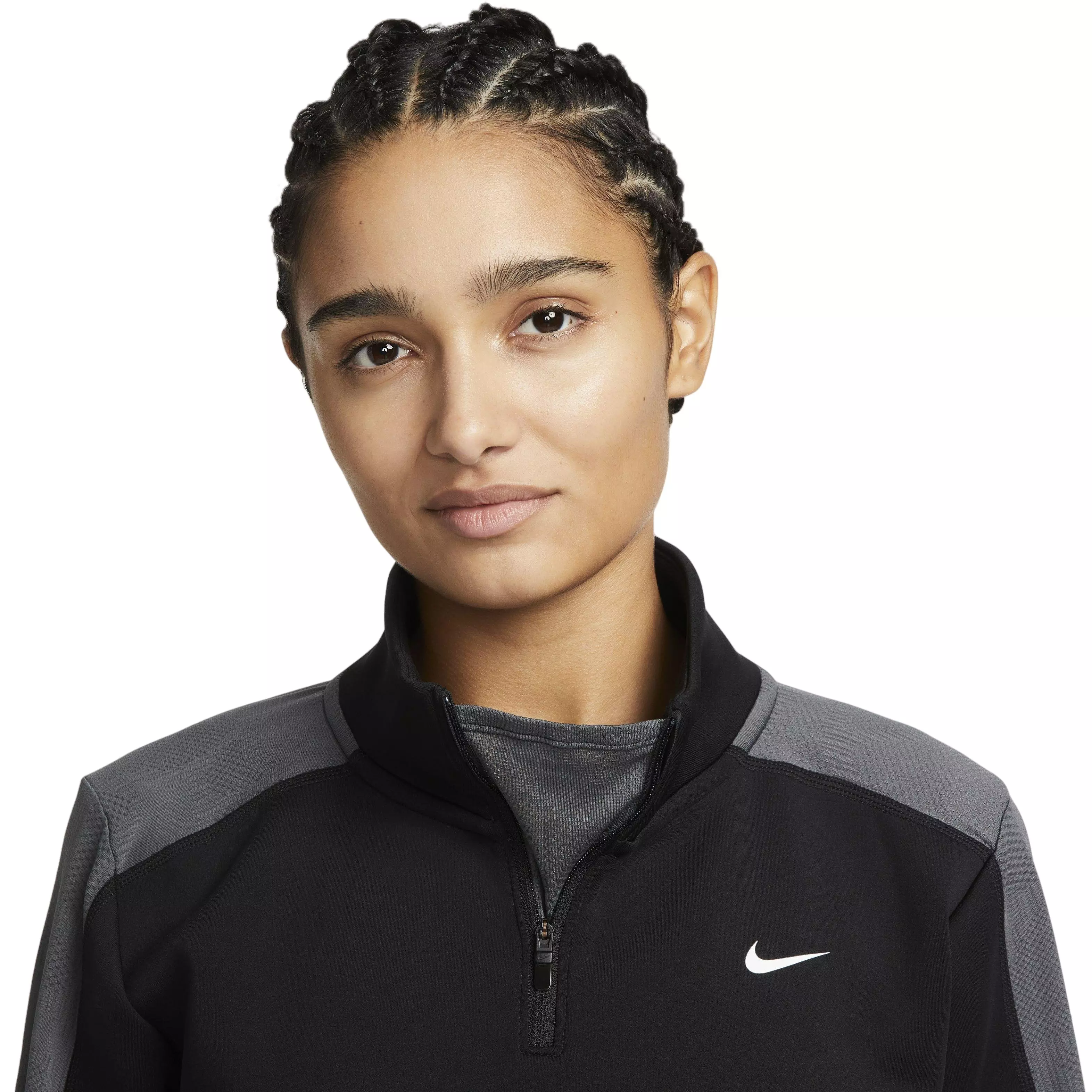 Nike Women's Dri-FIT 1/4-Zip Long-Sleeve Femme Training Top - BLACK/GREY