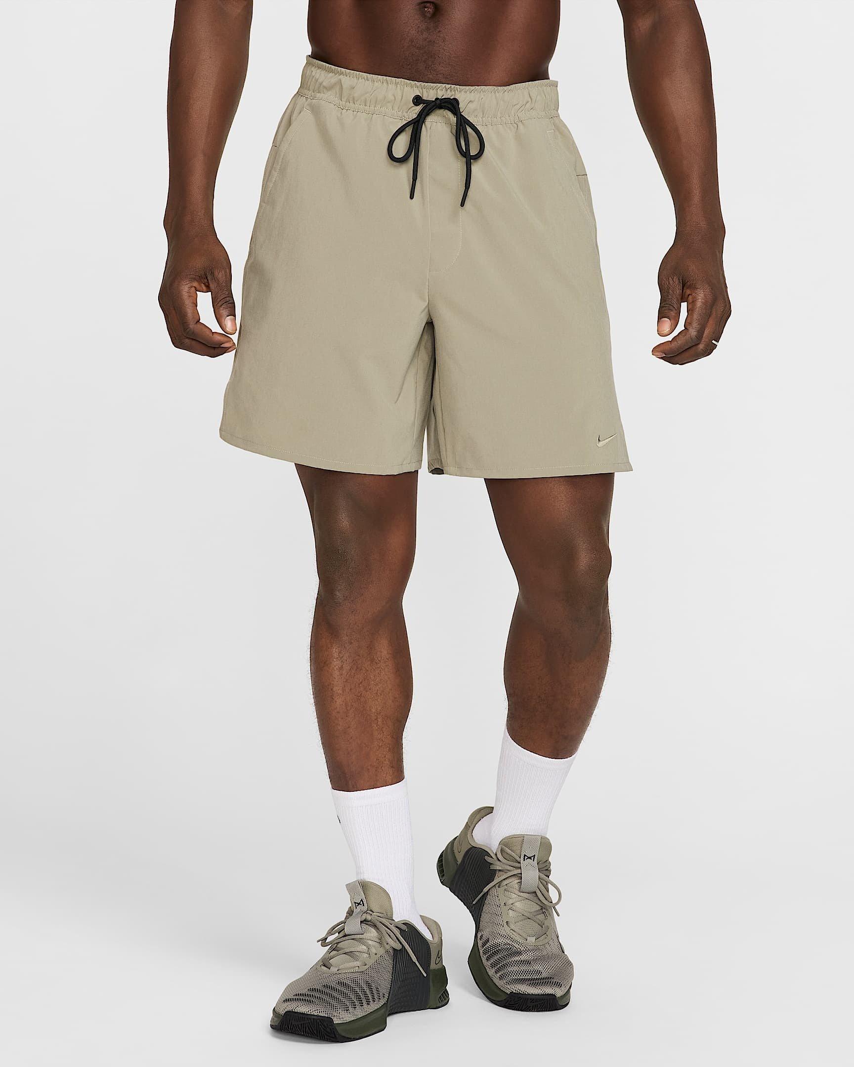 Nike Men's Unlimited Dri-FIT 7" Unlined Versatile Shorts - Light Green/Black - LIGHT GREEN/BLACK Thumbnail View 6