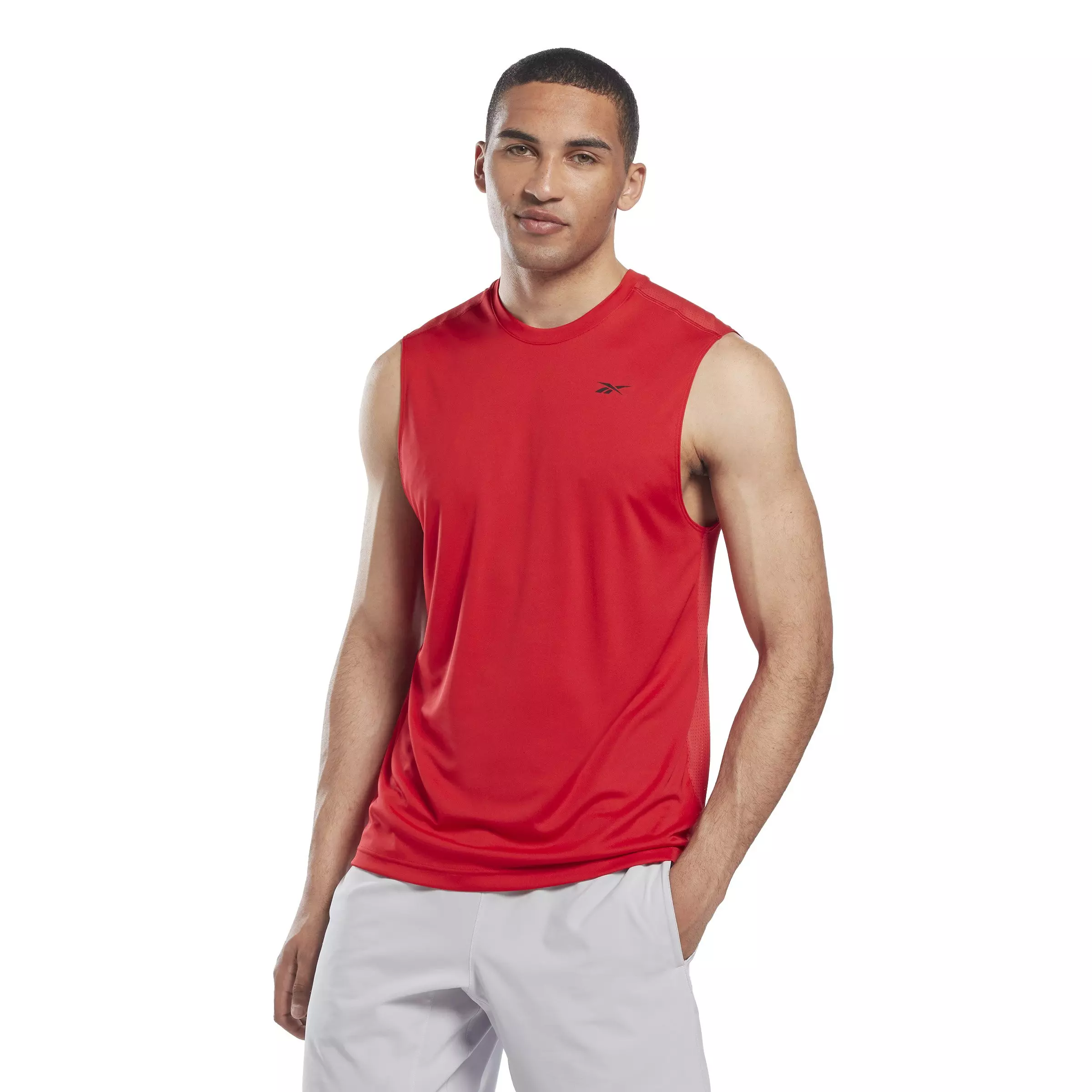 Reebok Men's Workout Ready Sleeveless Tech T-Shirt-Red - Hibbett