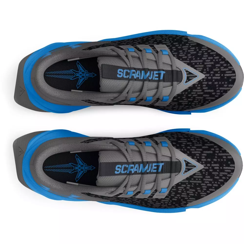 Under Armour Scramjet 5 "Black/Castlerock/Viral Blue" Grade School Boys' Running Shoe - BLACK/GREY/BLUE