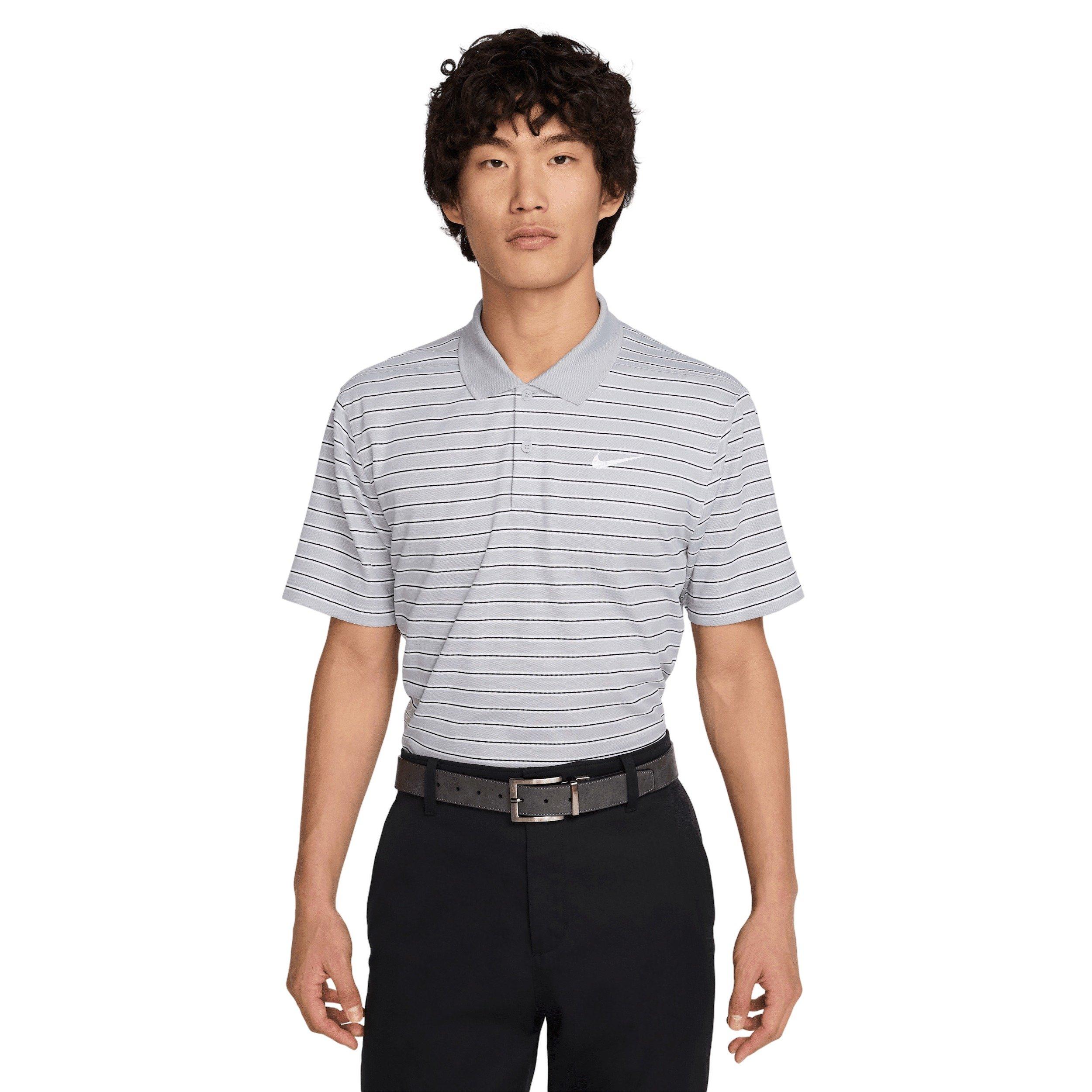 Nike Men's Dri-FIT Victory Striped Golf Polo - Grey - GREY Thumbnail View 1