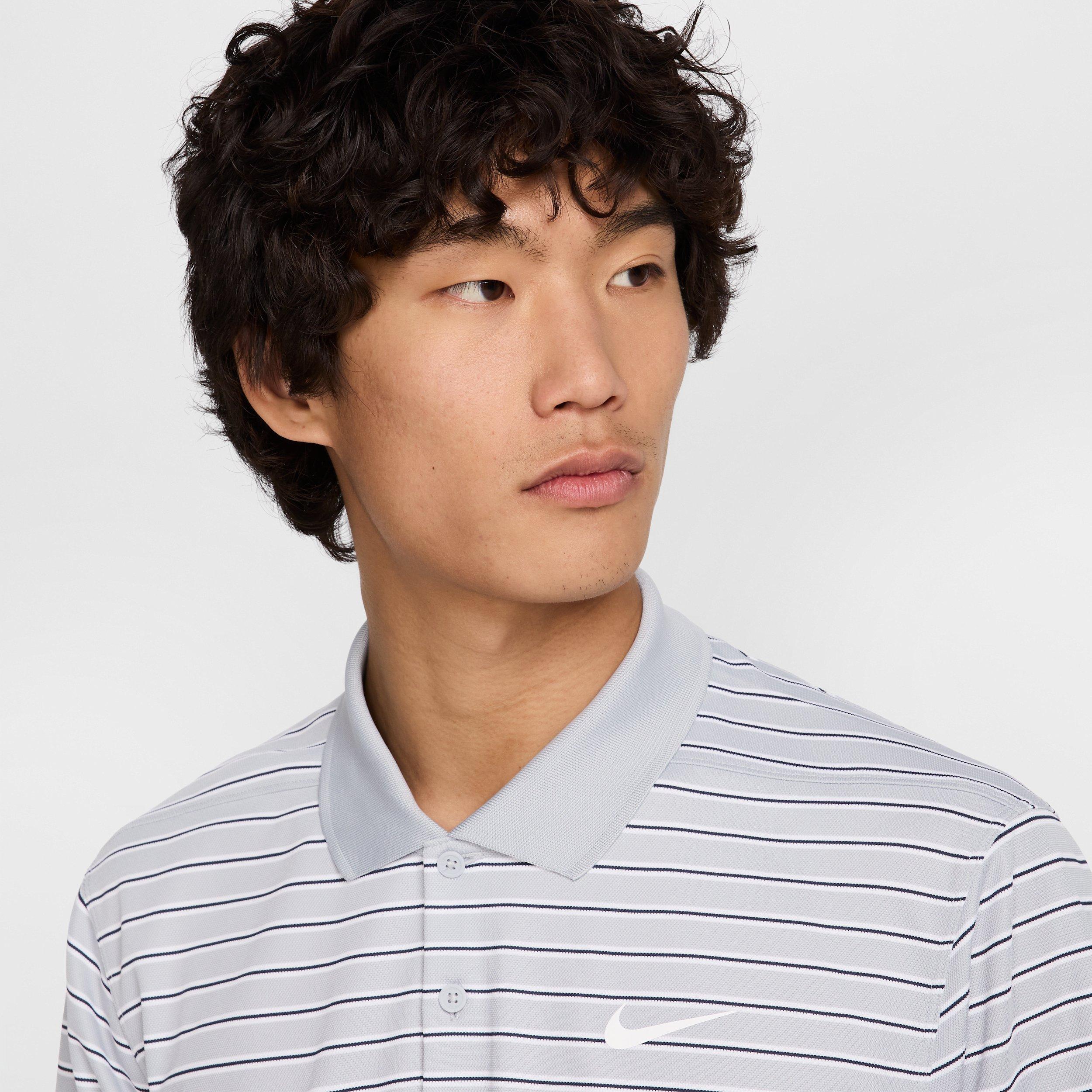 Nike Men's Dri-FIT Victory Striped Golf Polo - Grey - GREY Thumbnail View 3