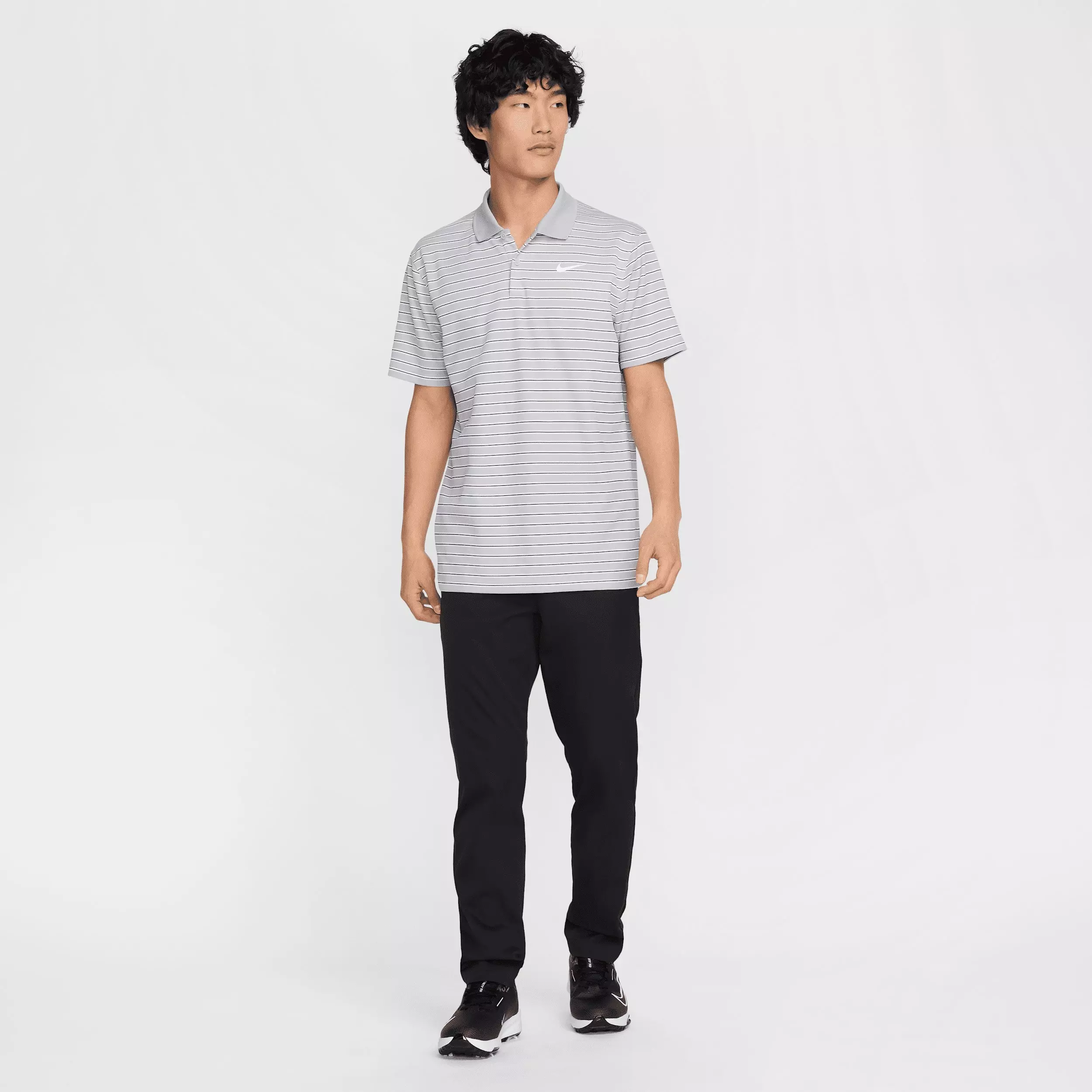 Nike Men's Dri-FIT Victory Striped Golf Polo - Grey - GREY