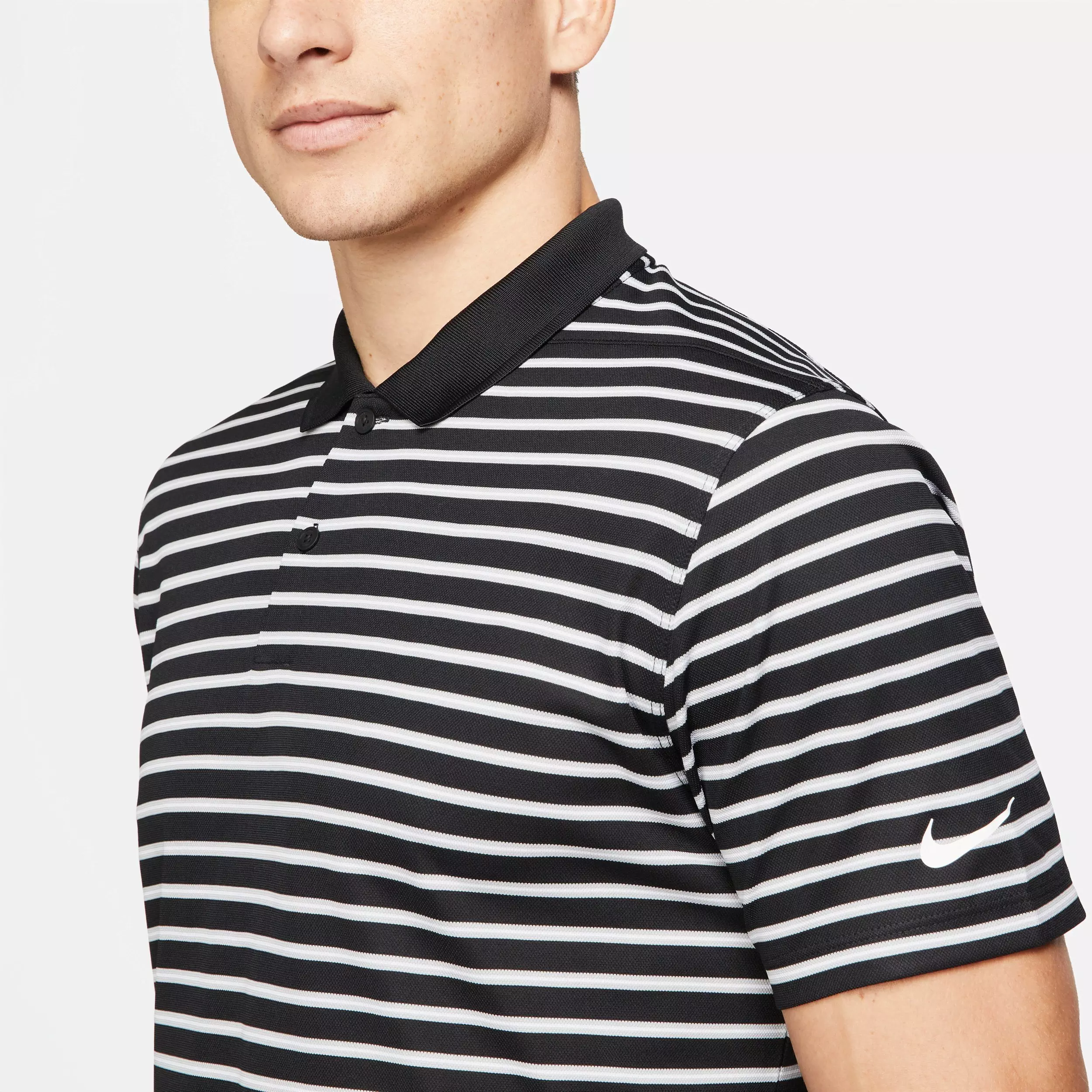 Nike Men's Dri-FIT Victory Striped Golf Polo - Black - BLACK