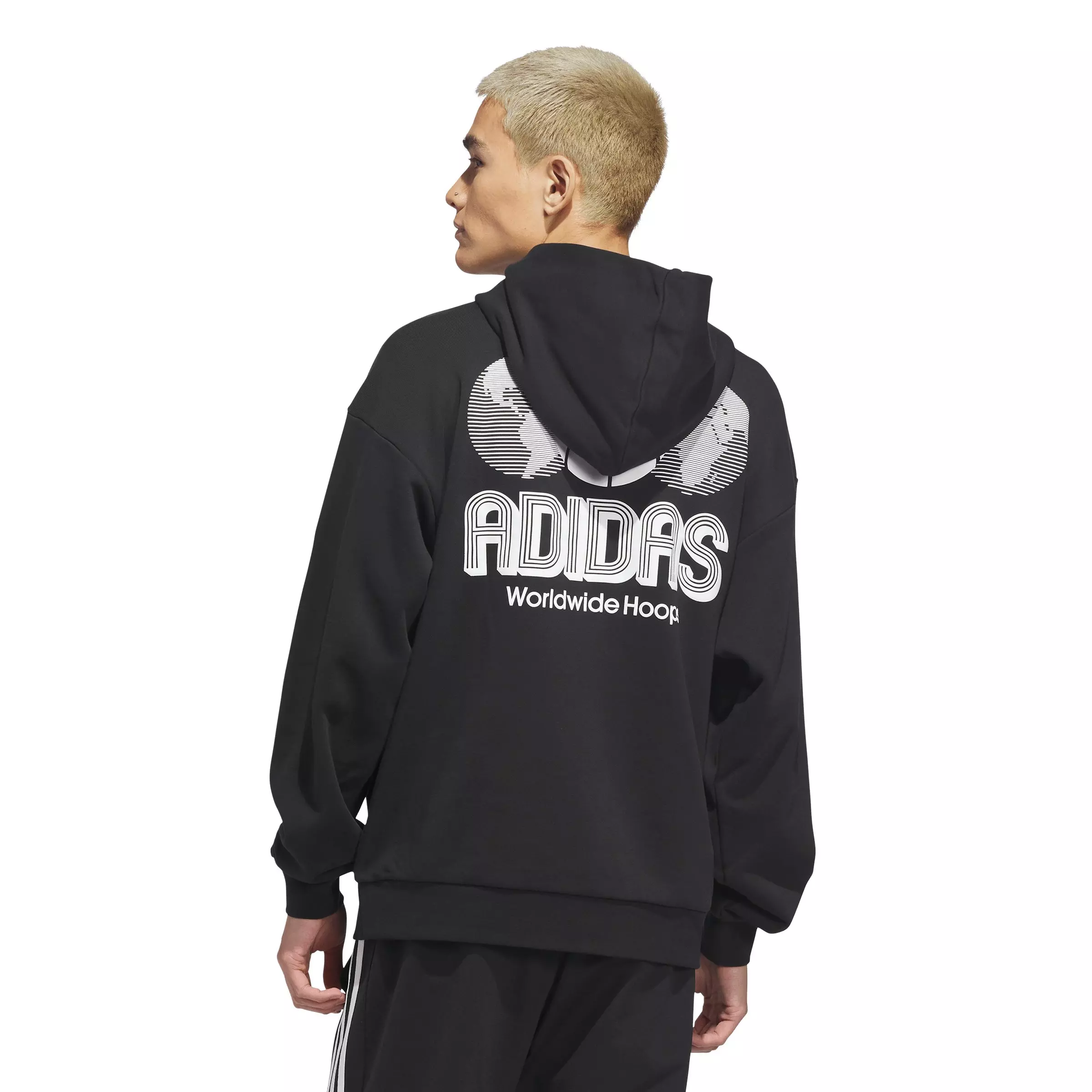 adidas Men's World Wide Hoops Hoodie - Black - BLACK
