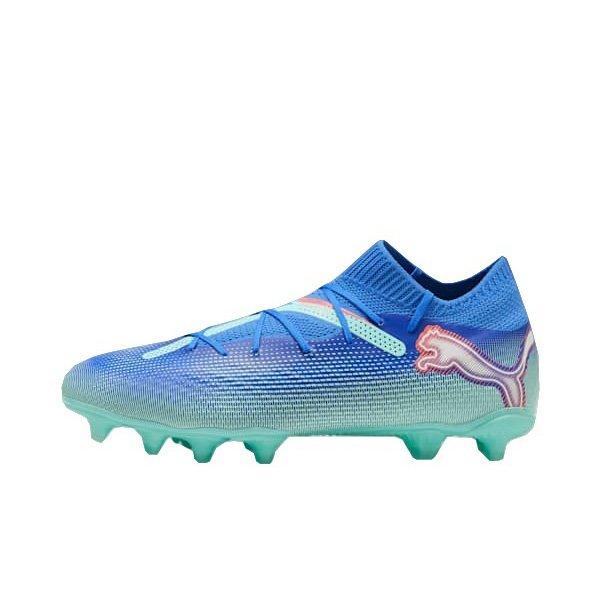 PUMA Future 7 Pro FG/AG "Bluemazing/PUMA White/Electric Peppermin" Men's Soccer Cleat - BLUE/WHITE/PINK Thumbnail View 2