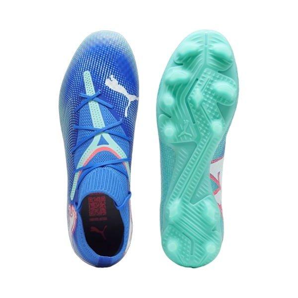 PUMA Future 7 Pro FG/AG "Bluemazing/PUMA White/Electric Peppermin" Men's Soccer Cleat - BLUE/WHITE/PINK Thumbnail View 4