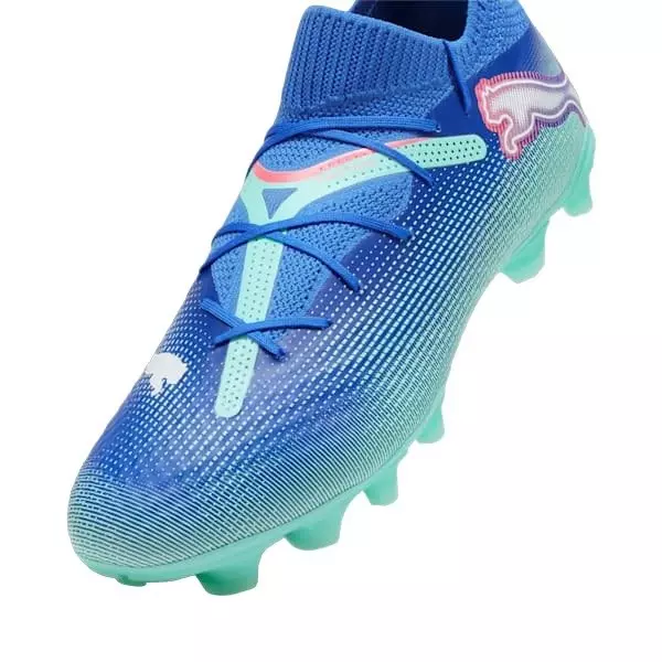 PUMA Future 7 Pro FG/AG "Bluemazing/PUMA White/Electric Peppermin" Men's Soccer Cleat - BLUE/WHITE/PINK