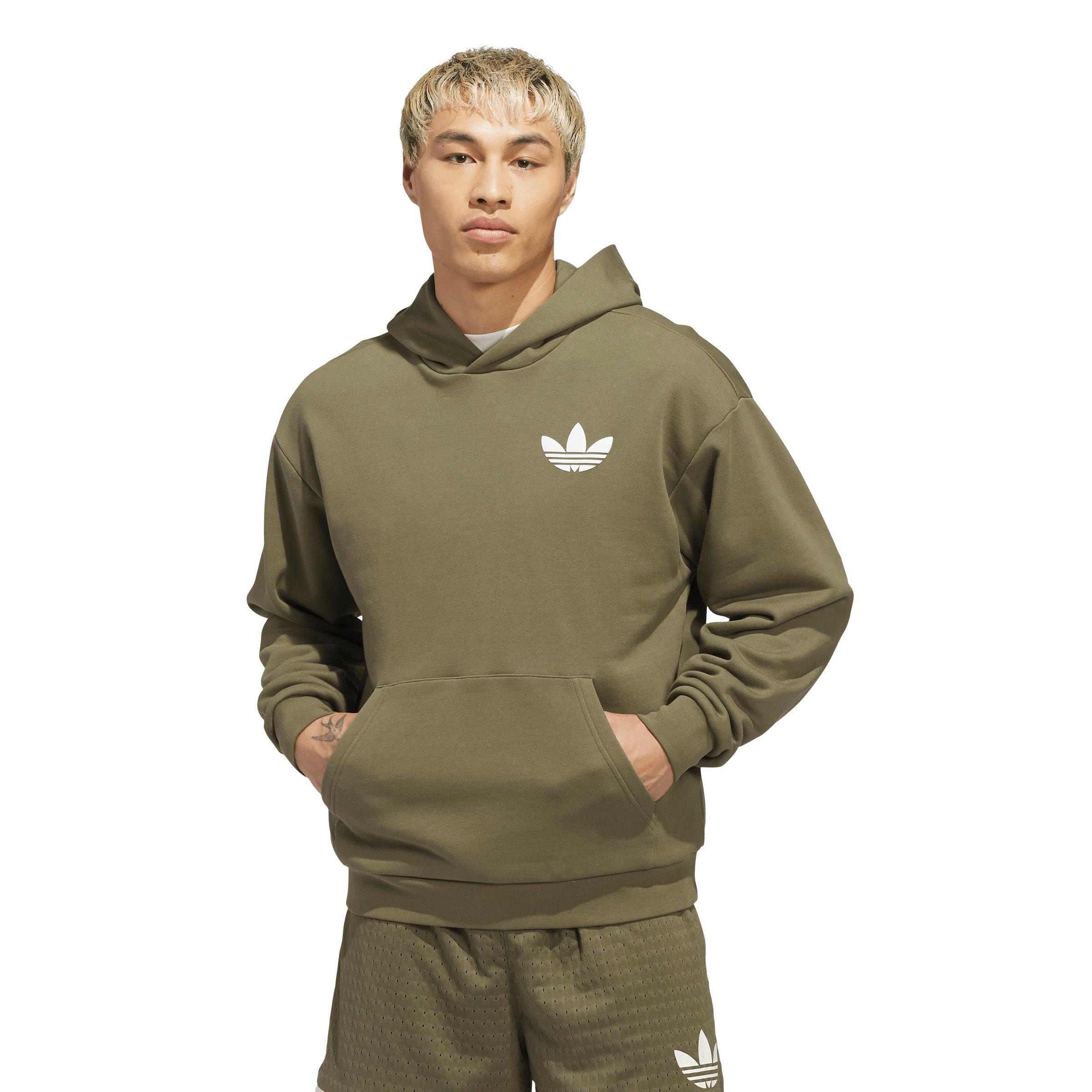 adidas World Wide Hoops Men's Graphic Hoodie - Olive