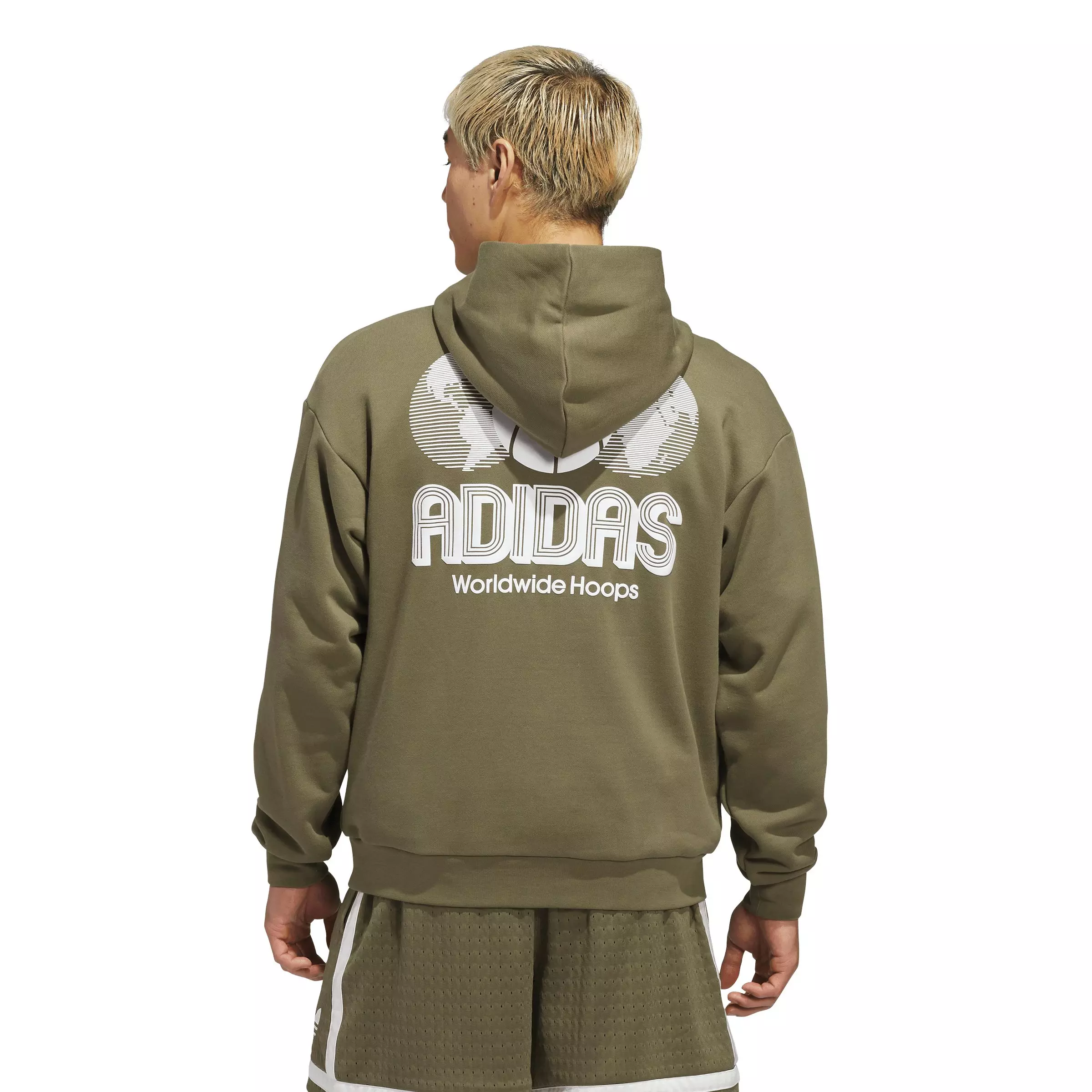adidas Men's World Wide Hoops Hoodie - Olive - OLIVE
