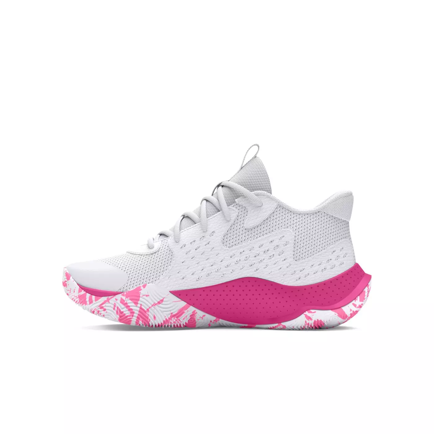 Under Armour Jet '23 "White/Fluo Pink/Astro Pink" Grade School Girls' Basketball Shoe - WHITE/PINK/PINK