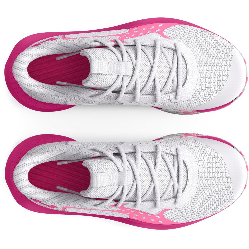 Under Armour Jet '23 "White/Fluo Pink/Astro Pink" Grade School Girls' Basketball Shoe - WHITE/PINK/PINK Thumbnail View 4