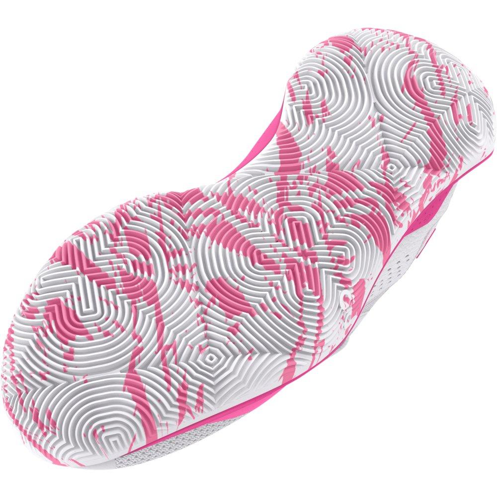 Under Armour Jet '23 "White/Fluo Pink/Astro Pink" Grade School Girls' Basketball Shoe - WHITE/PINK/PINK Thumbnail View 5