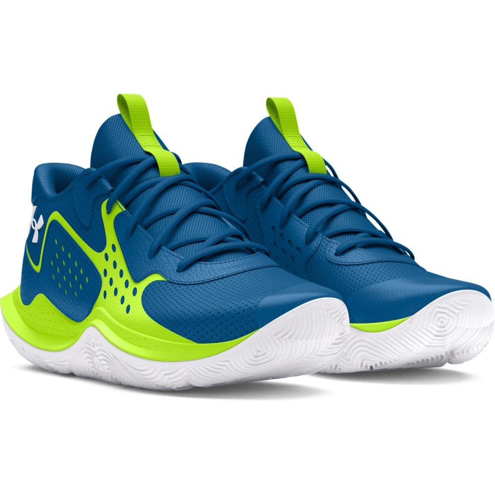 Under Armour Jet '23 "Photon Blue/High Vis Yellow/White" Grade School Boys' Basketball Shoe - BLUE/YELLOW/WHITE Thumbnail View 3