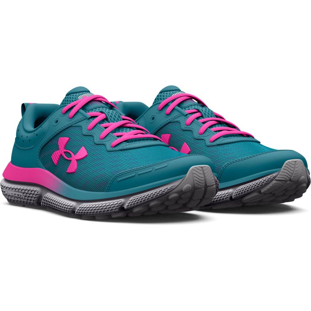 Under Armour Assert 10 "Glacier Blue/Halo Grey/Rebel Pink" Grade School Girls' Running Shoe - BLUE/GREY/PINK Thumbnail View 3